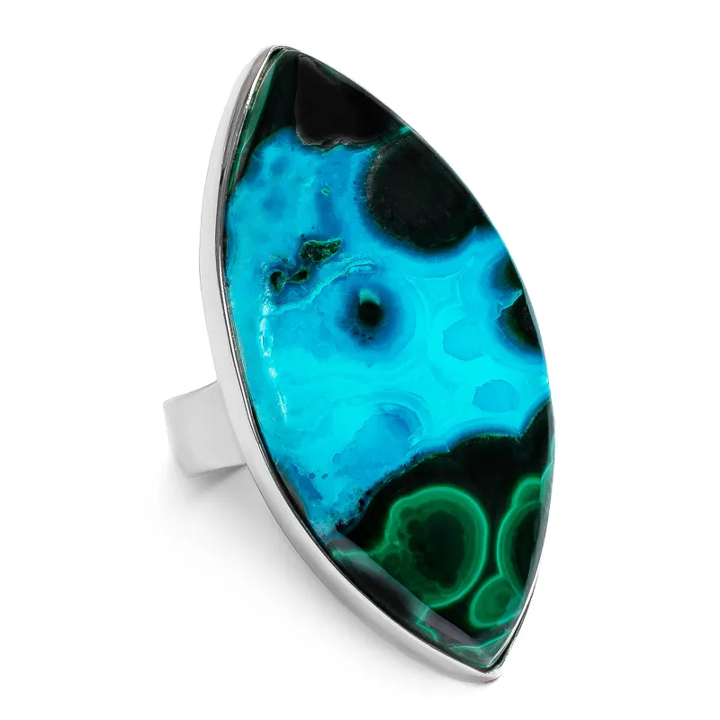 Striking Azurite-Malachite Ring - Natural Designer Gemstone sold by Henryka