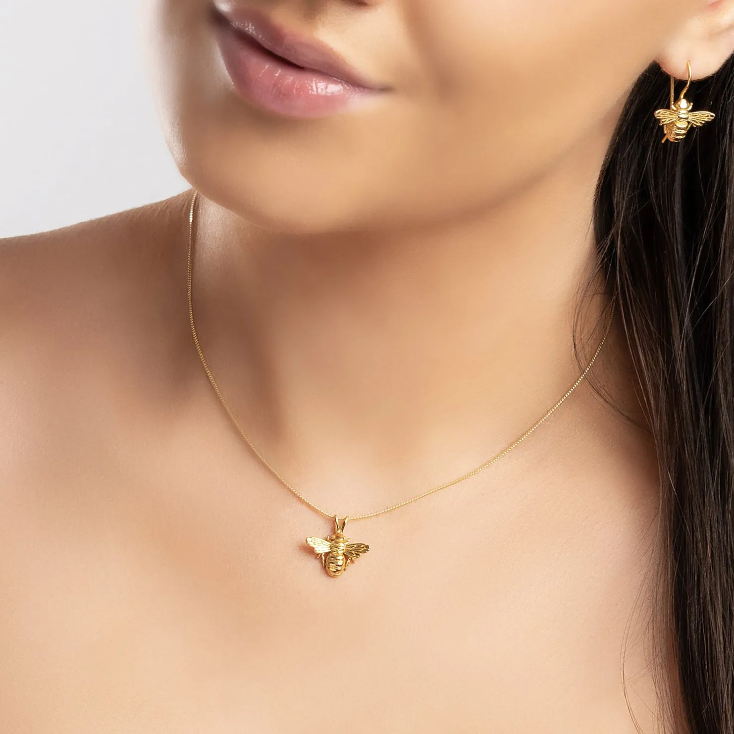 Cute Honey Bee Necklace in Silver with 24ct Gold sold by Henryka product image thumbnail 2