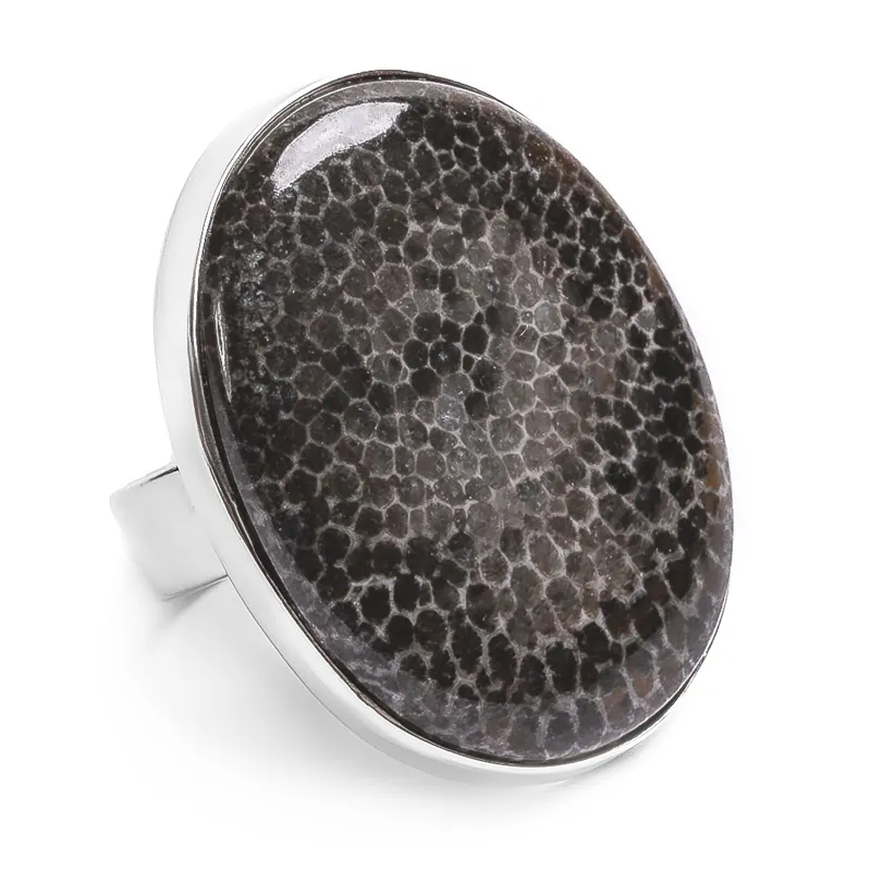 Stingray Coral Fossil Ring - Natural Designer Gemstone sold by Henryka