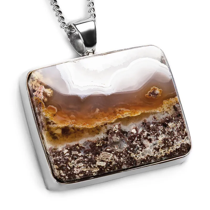 Scenic Indonesian Moss Agate Necklace - Natural Designer Gemstone sold by Henryka