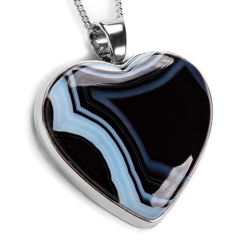 Gorgeous Botswana Agate Heart Necklace - Natural Designer Gemstone sold by Henryka