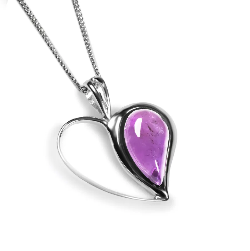 Heart Necklace in Silver and Amethyst sold by Henryka