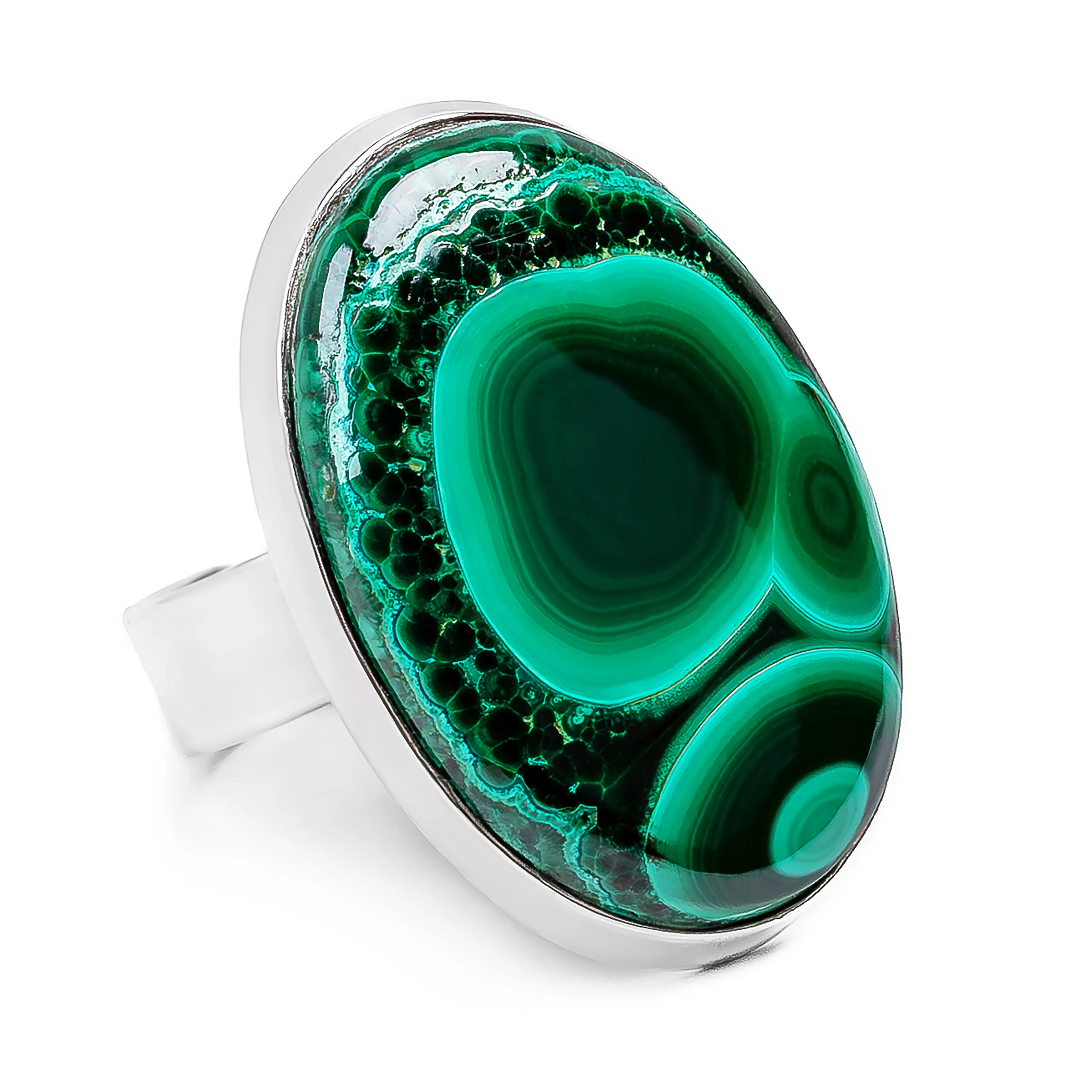 Simply Stunning Malachite Adjustable Statement Ring - Natural Designer Gemstone sold by Henryka