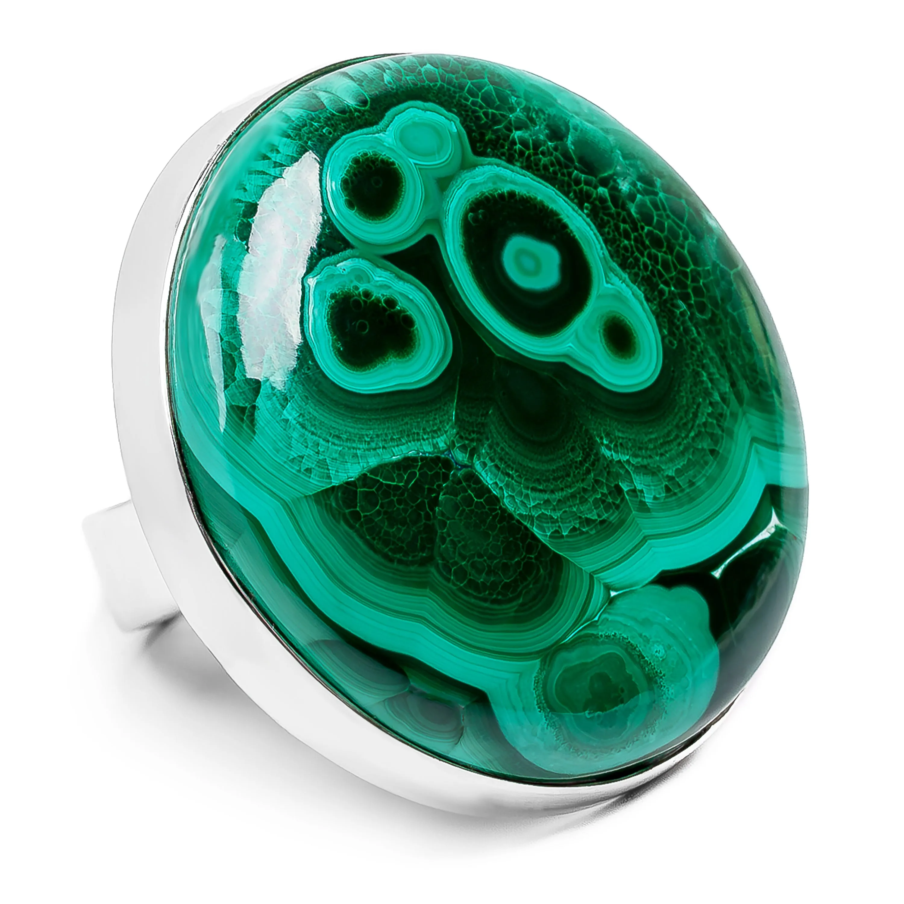 Exceptional Malachite Adjustable Statement Ring - Natural Designer Gemstone sold by Henryka