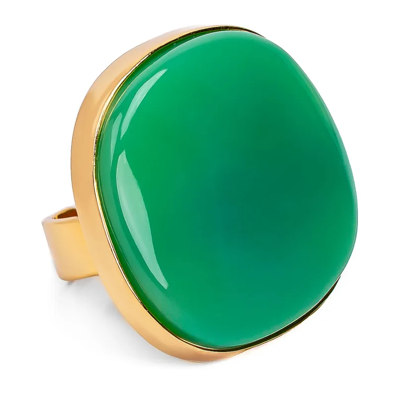 Contemporary Chrysoprase Ring in 24ct Gold Plate sold by Henryka