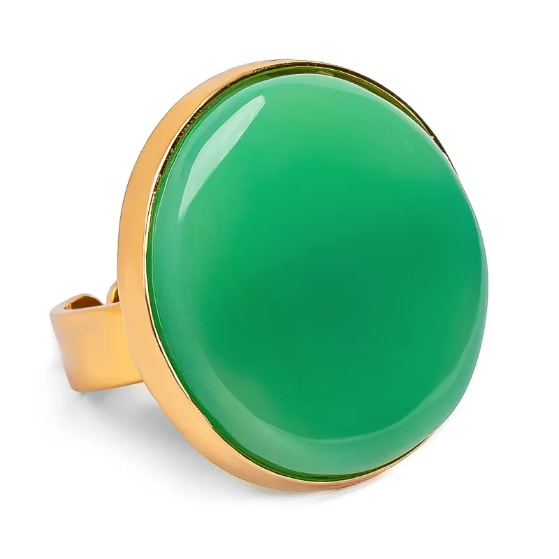 Fantastic Chrysoprase Ring in 24ct Gold Plate - Natural Designer Gemstone sold by Henryka