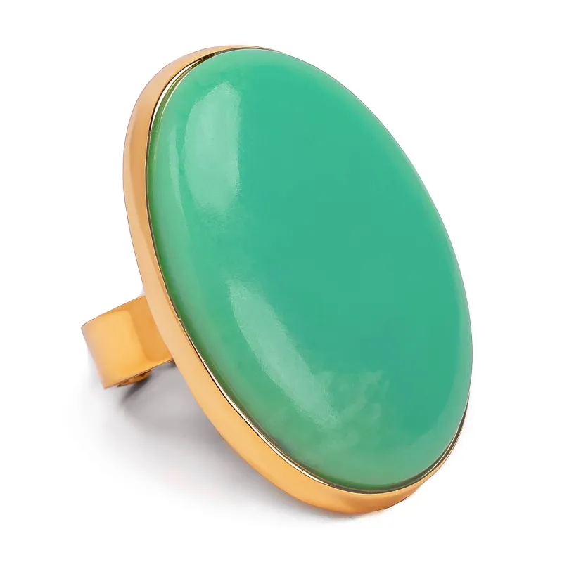 Superb Chrysoprase Ring in 24ct Gold Plate - Natural Designer Gemstone sold by Henryka