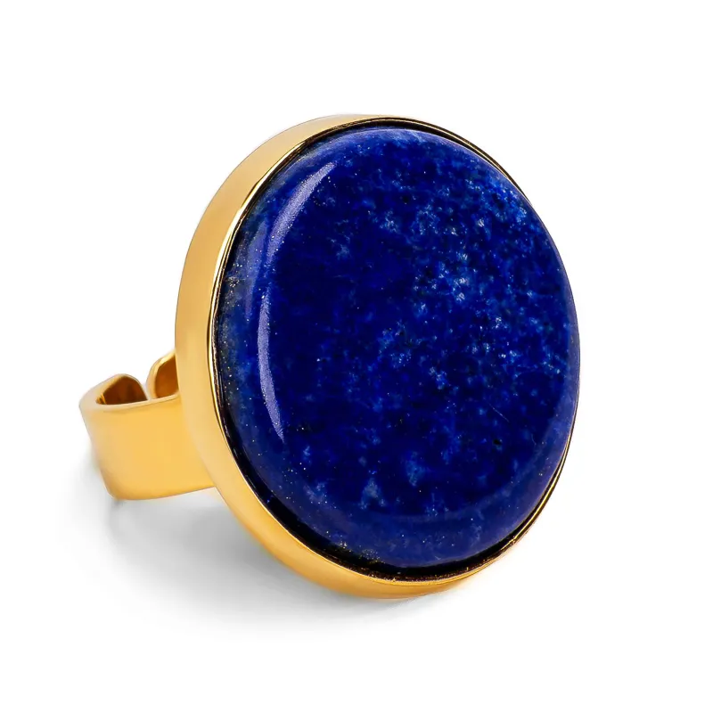 Fantastic Lapis Lazuli Statement Ring with 24ct Gold Plate - Natural Designer Gemstone sold by Henryka