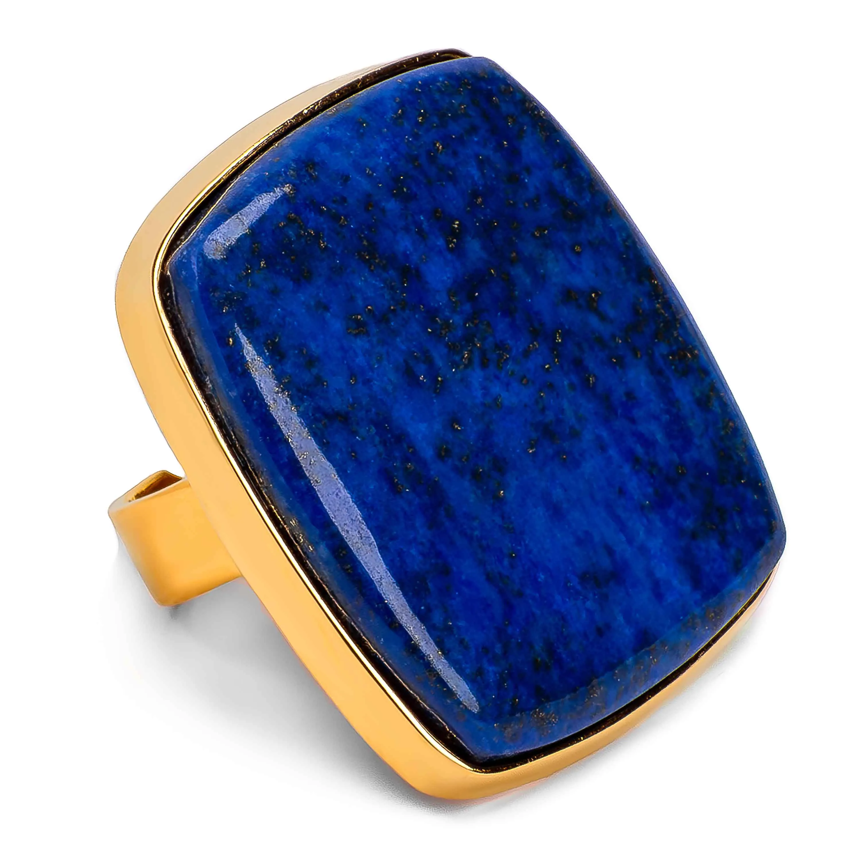 Splendid Lapis Lazuli Statement Ring with 24ct Gold Plate - Natural Designer Gemstone sold by Henryka