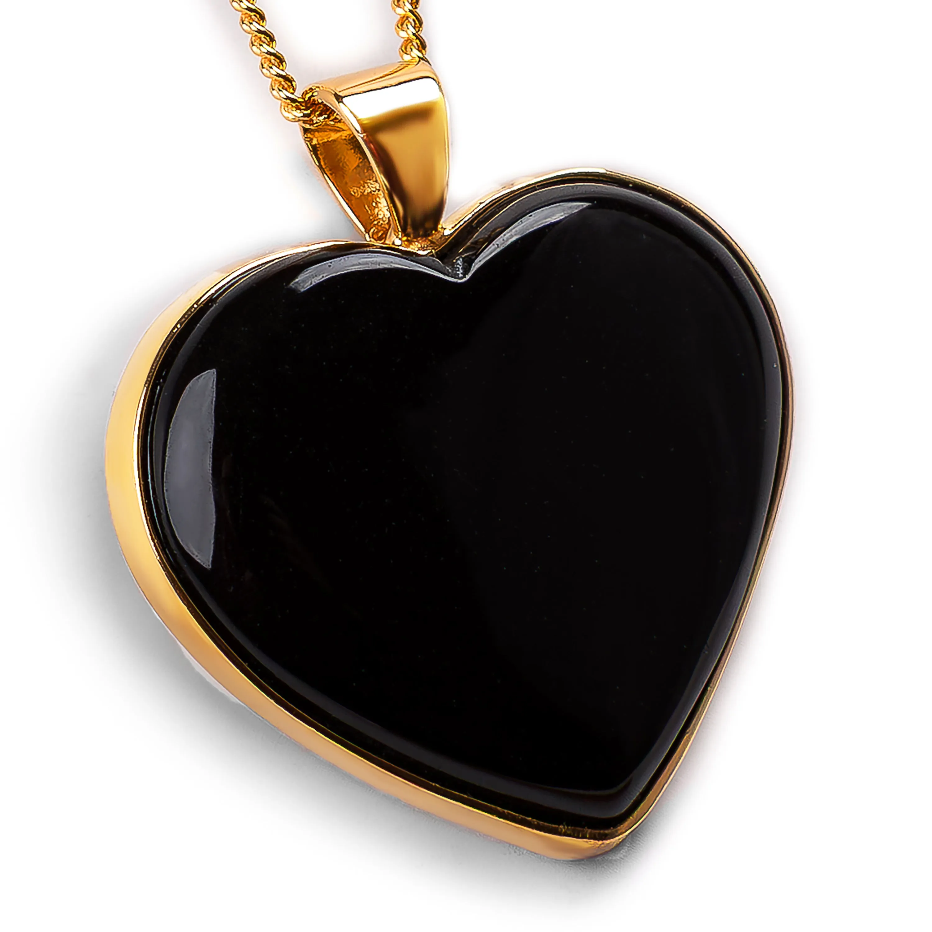 Heart Black Onyx Gemstone Necklace in 24ct Gold Plate - Natural Designer Gemstone sold by Henryka