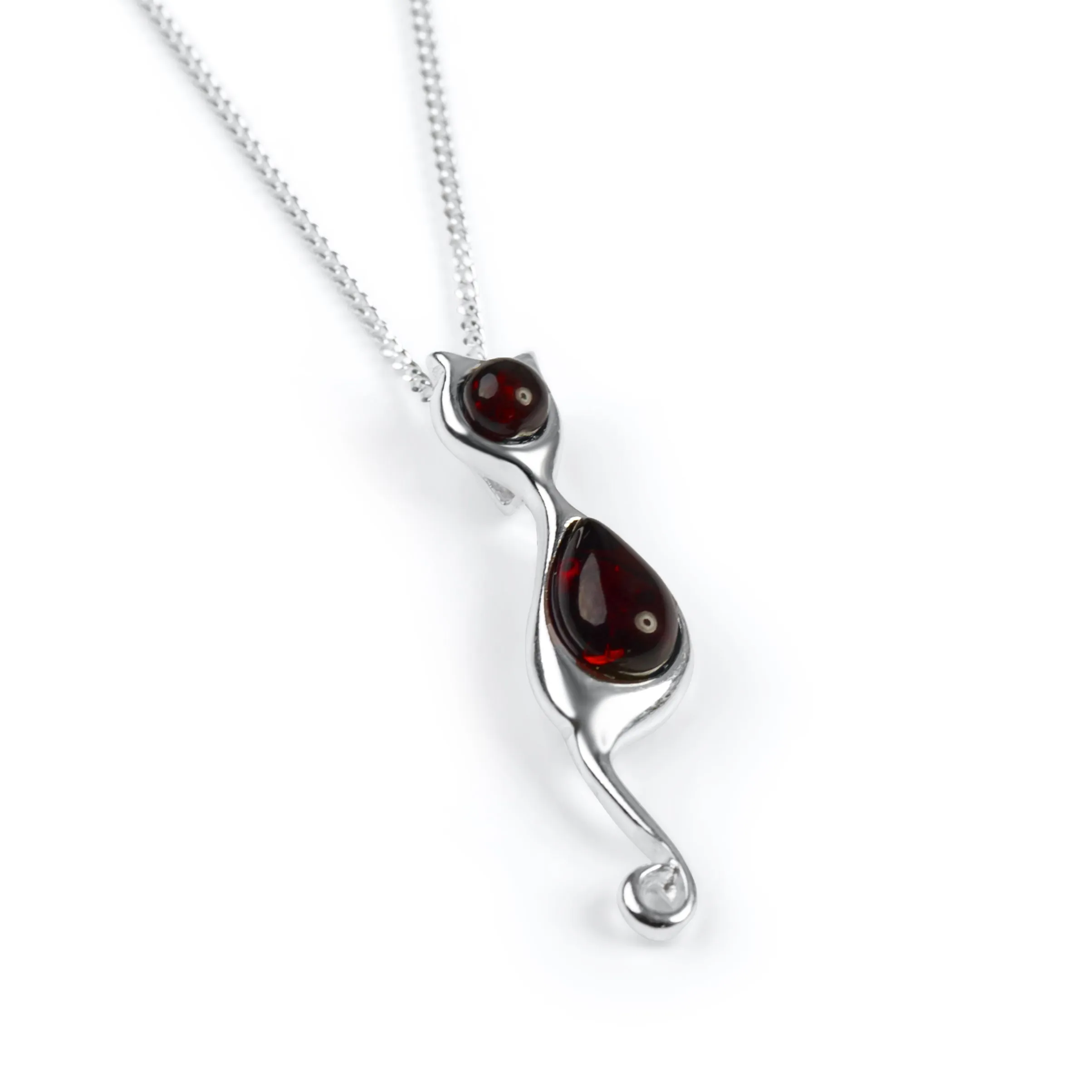 Black Cat Necklace in Silver with 24ct Gold and Amber sold by Henryka product image thumbnail 2