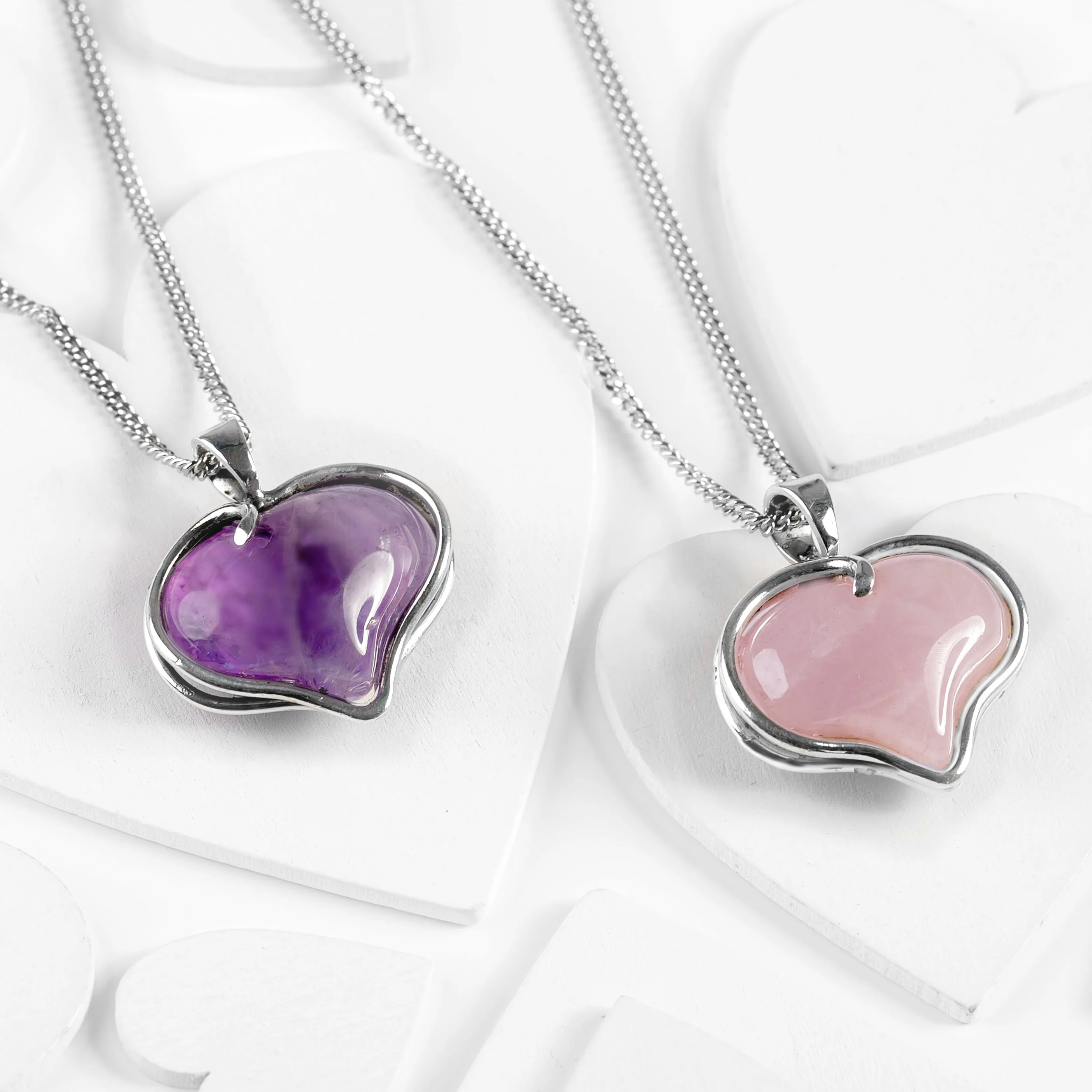 Romantic Love Heart Necklace in Silver & Amethyst sold by Henryka product image thumbnail 4