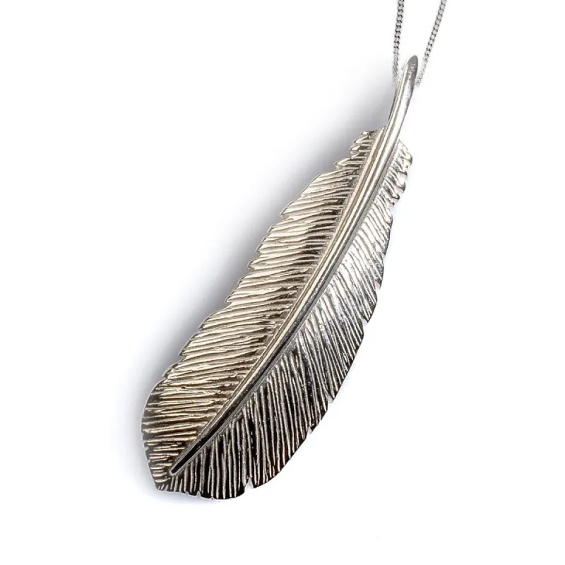 Bird Feather Necklace in Silver sold by Henryka