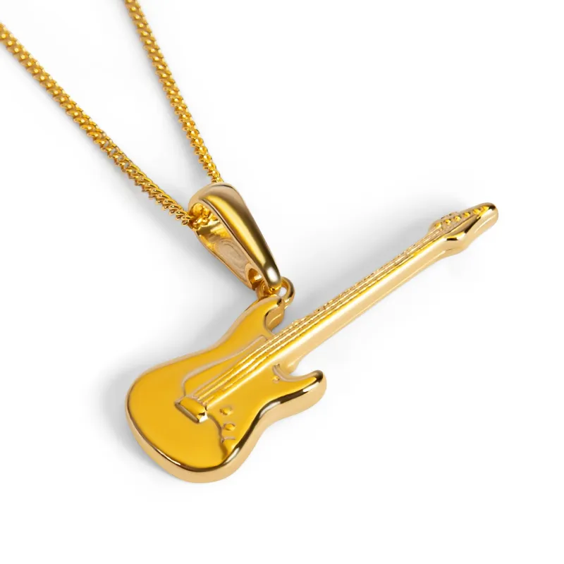 Small Electric Guitar Necklace in Silver with 24ct Gold sold by Henryka