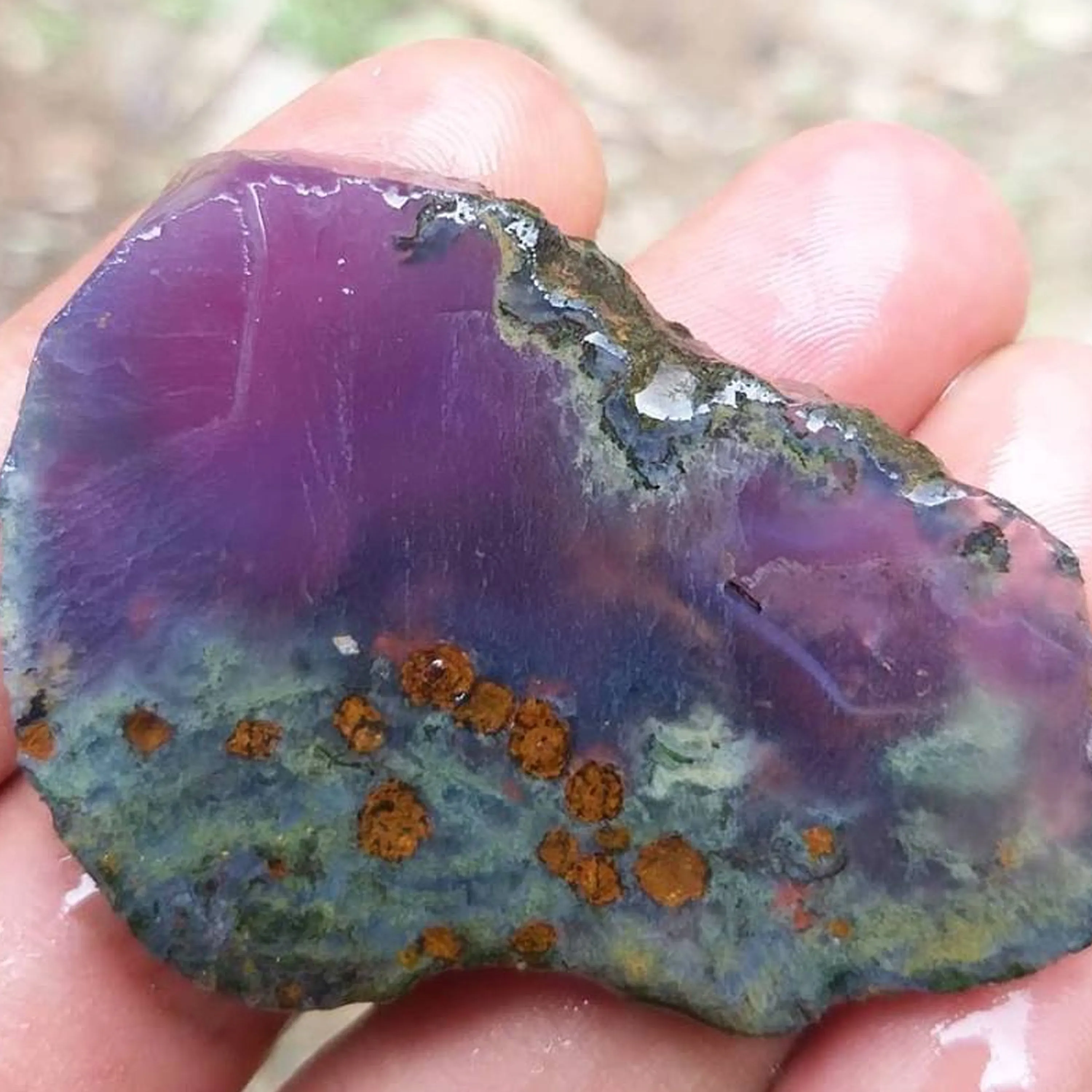 Purple Plume Moss Chalcedony (Agate) Necklace - Natural Designer Gemstone sold by Henryka product image thumbnail 2