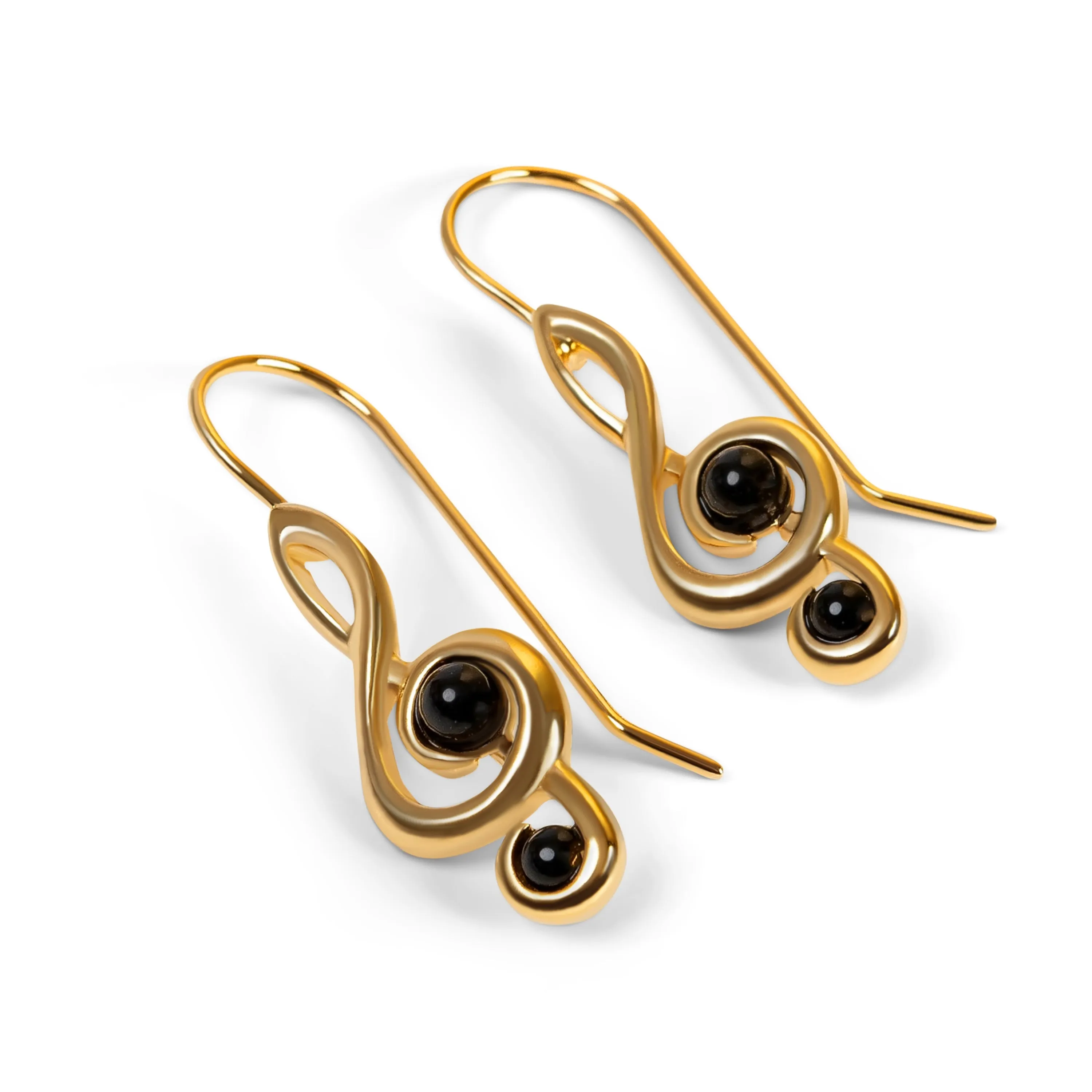 Music Treble Clef Hook Earrings in Silver & Black Onyx sold by Henryka product image thumbnail 4