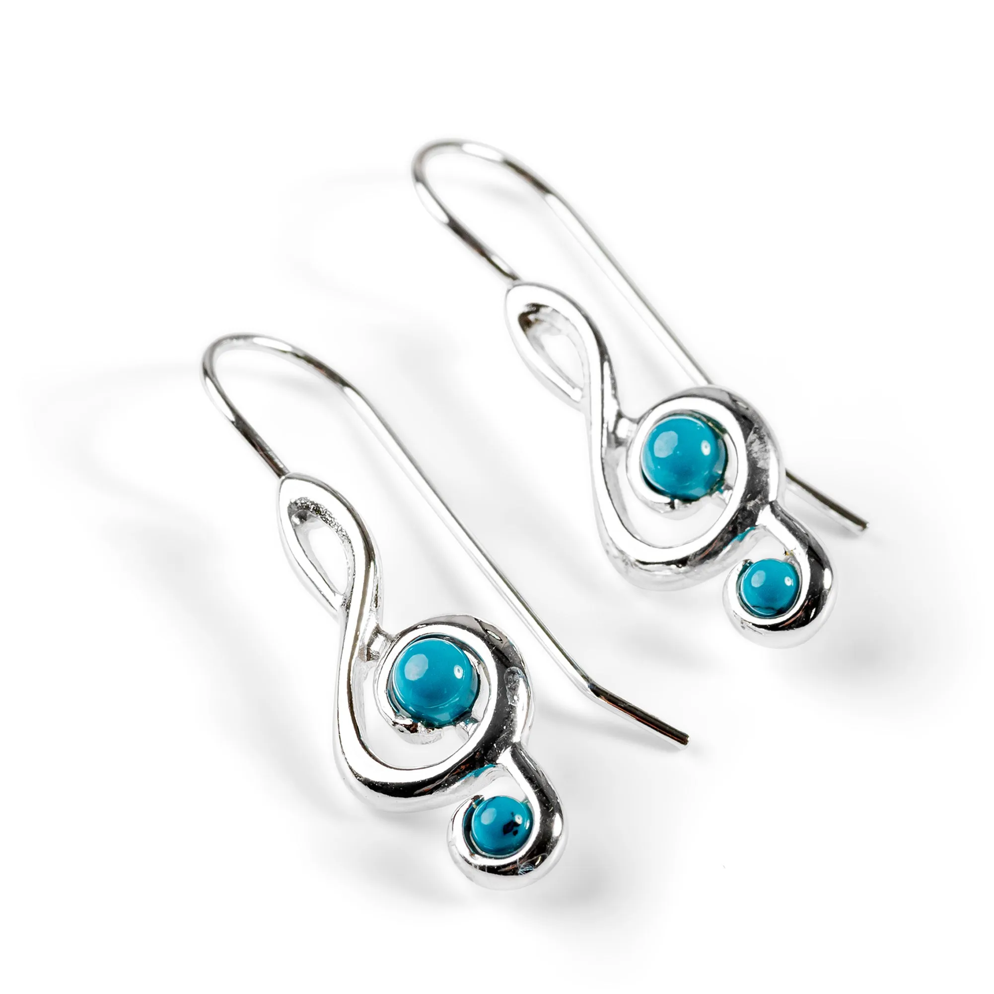 Music Treble Clef Hook Earrings in Silver with 24ct Gold & Turquoise sold by Henryka product image thumbnail 3