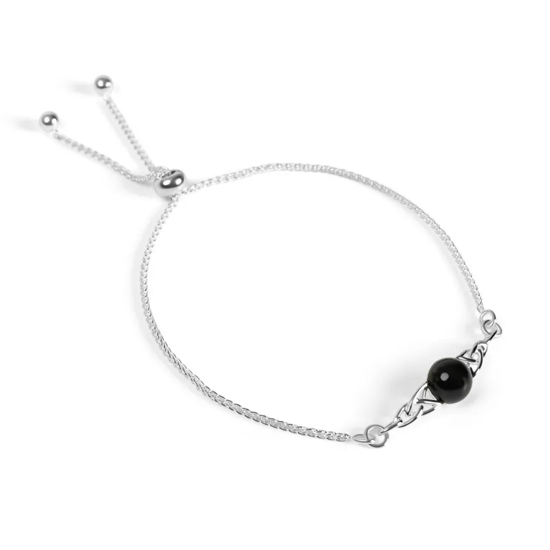 Celtic Style Adjustable Friendship Bracelet in Silver and Black Onyx sold by Henryka