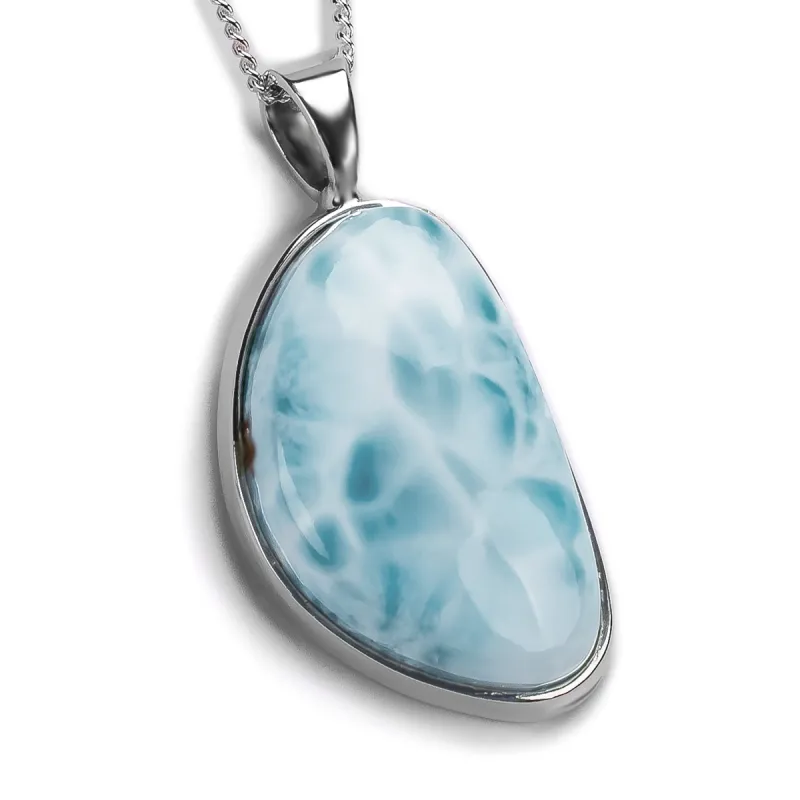 Sublime AAAA Quality Larimar Heart Necklace - Natural Designer Gemstone sold by Henryka