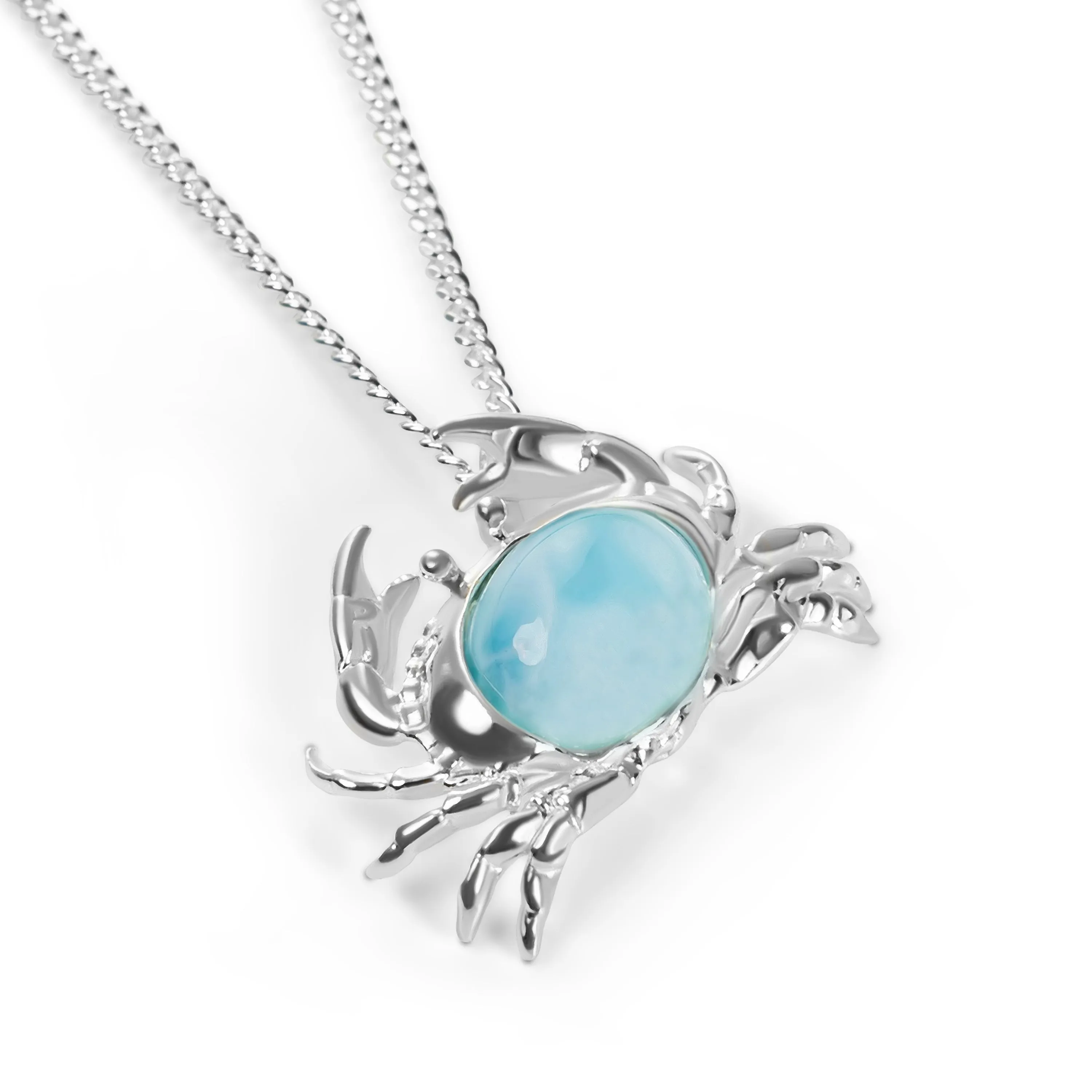 Crab Necklace in Silver with 24ct Gold & Larimar sold by Henryka product image thumbnail 2