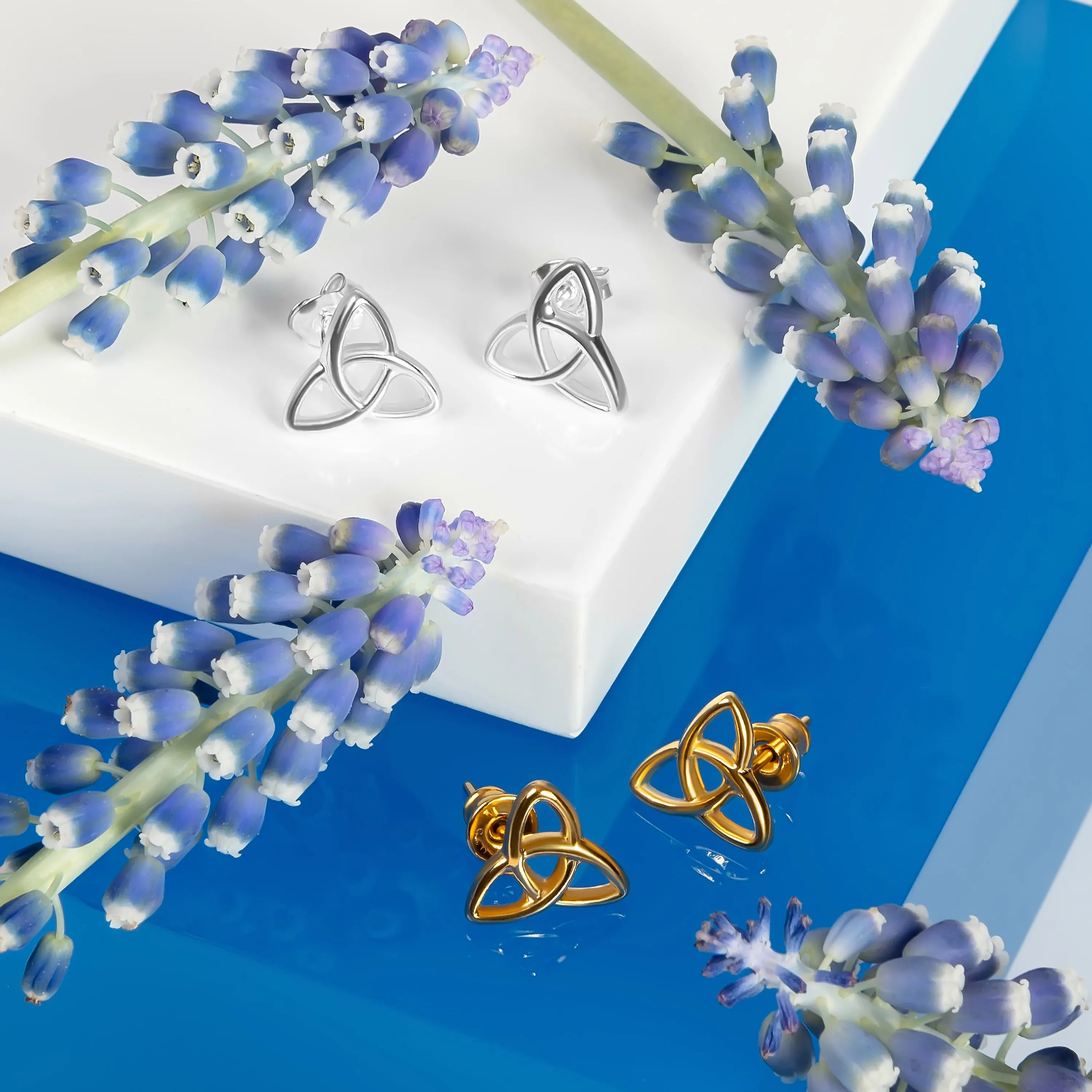 Celtic Knot Stud Earrings in Silver with 24ct Gold sold by Henryka product image thumbnail 2