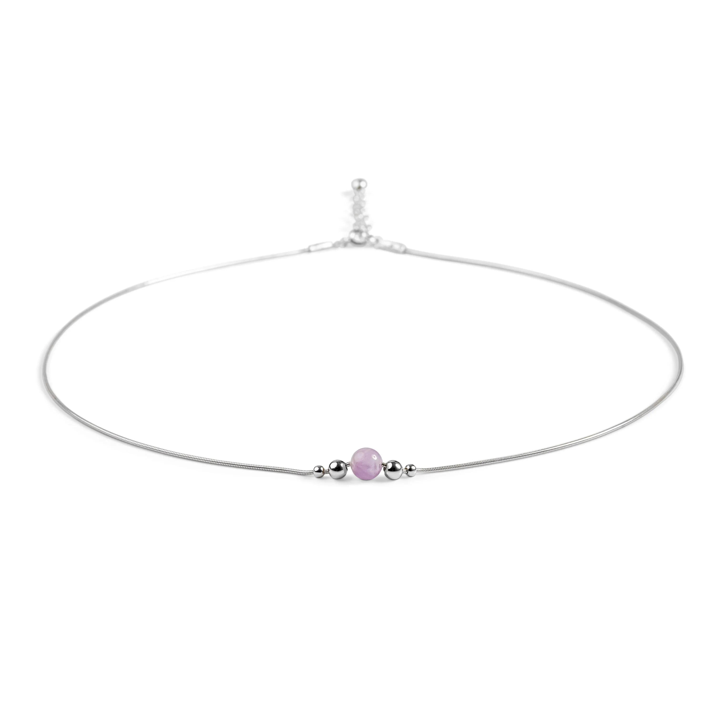 Delicate Single Stone Necklace in Silver and Lavender Amethyst sold by Henryka product image thumbnail 2