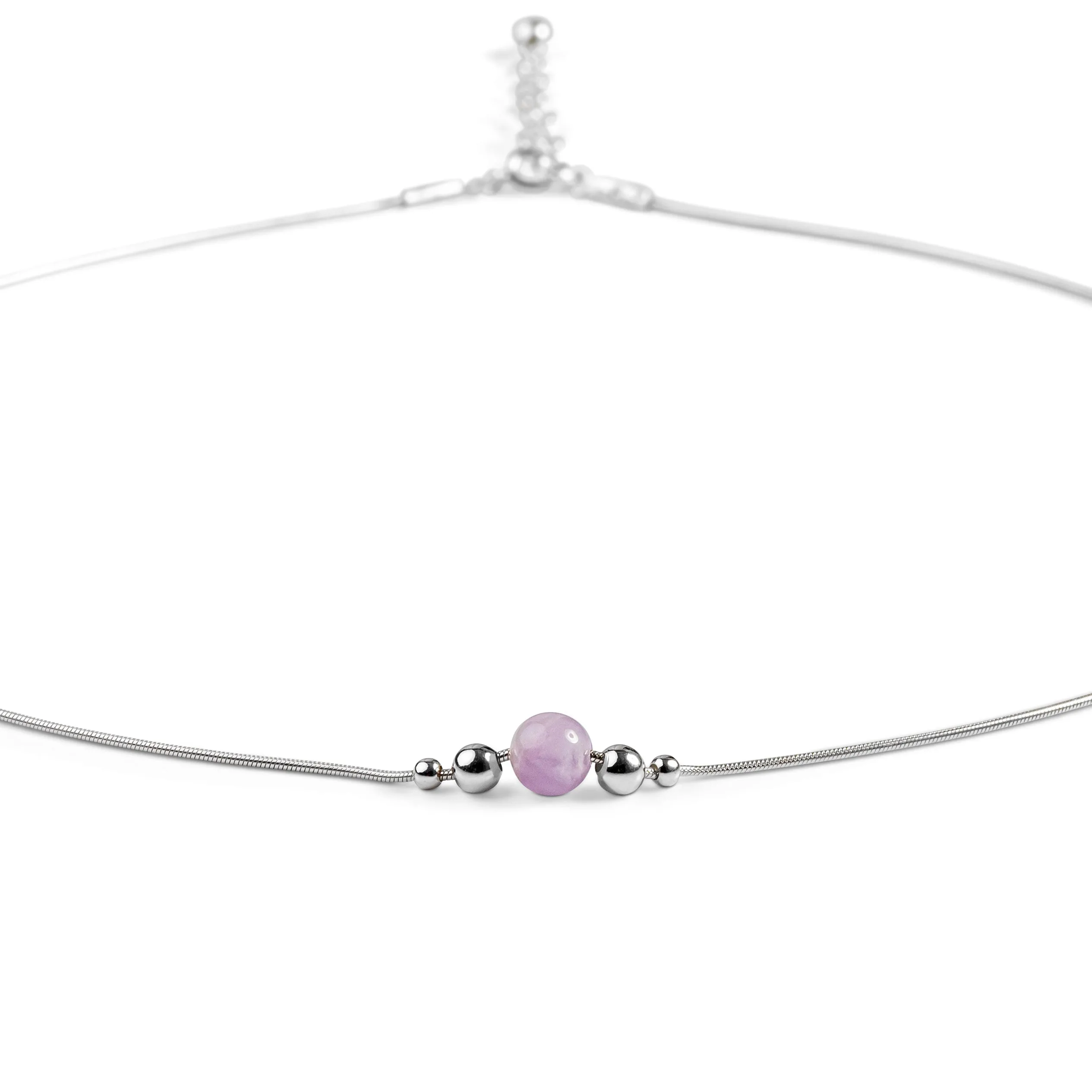 Delicate Single Stone Necklace in Silver and Lavender Amethyst sold by Henryka