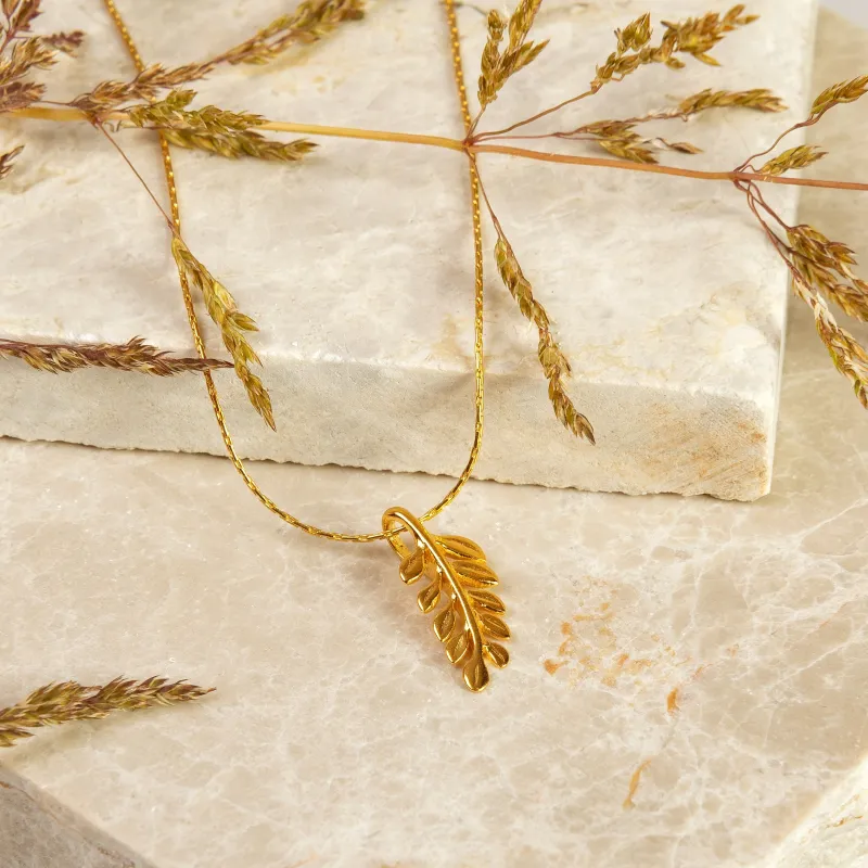 FREE GIFT | Miniature Royal Fern Leaf Necklace in Silver with 24ct Gold sold by Henryka