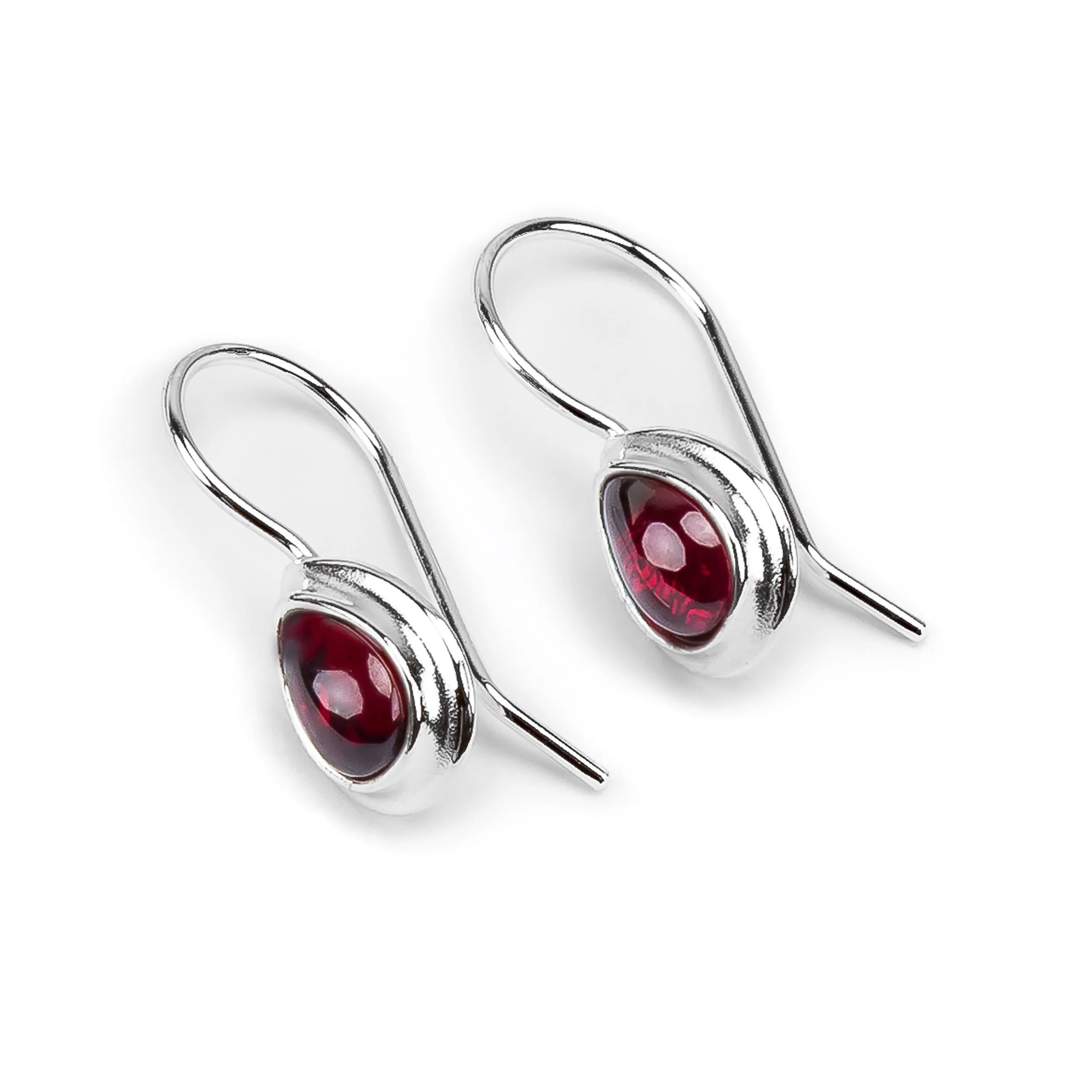 Classic Teardrop Hook Earrings in Silver with 24ct Gold and Garnet sold by Henryka product image thumbnail 2