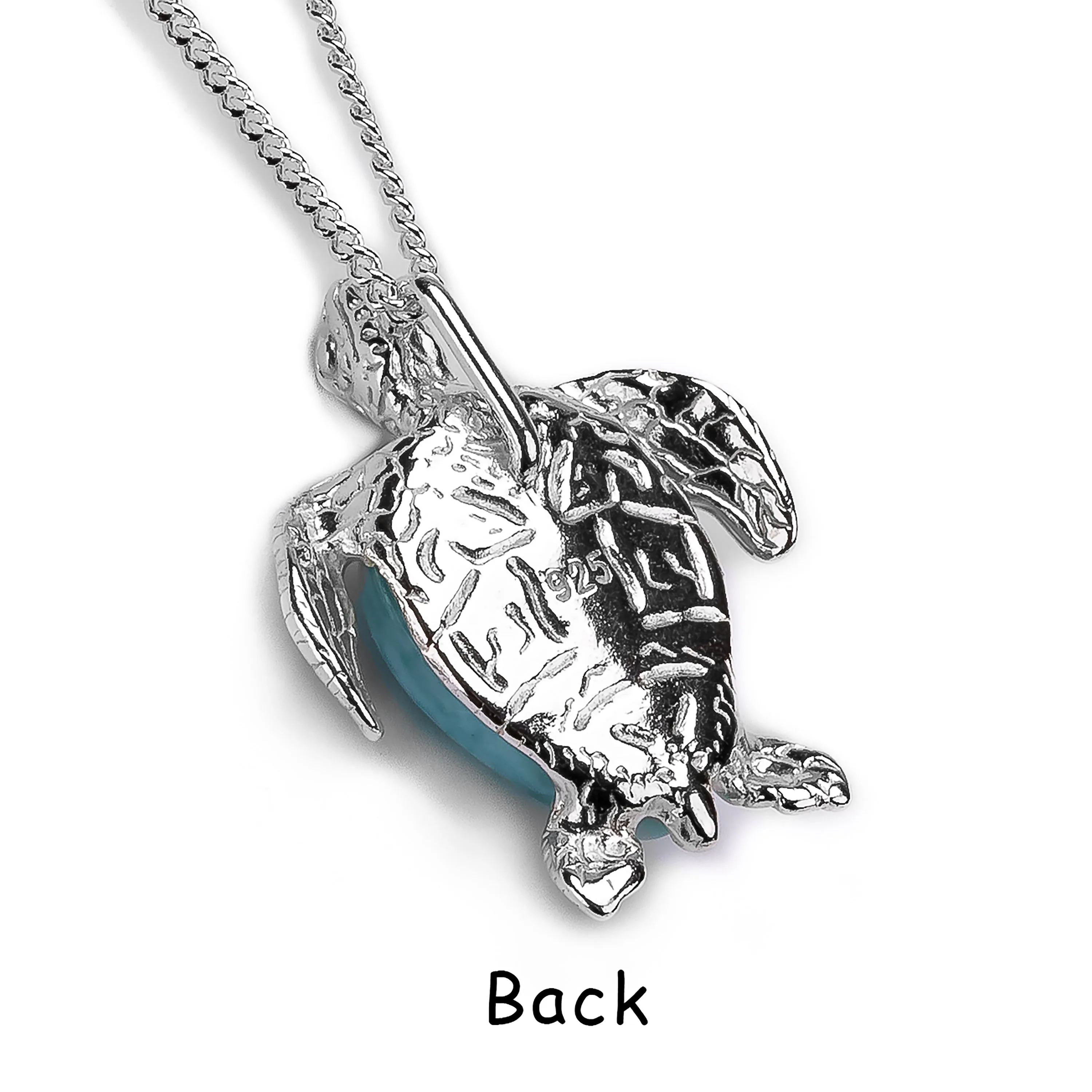 Sea Turtle Necklace in Silver and Larimar sold by Henryka product image thumbnail 2