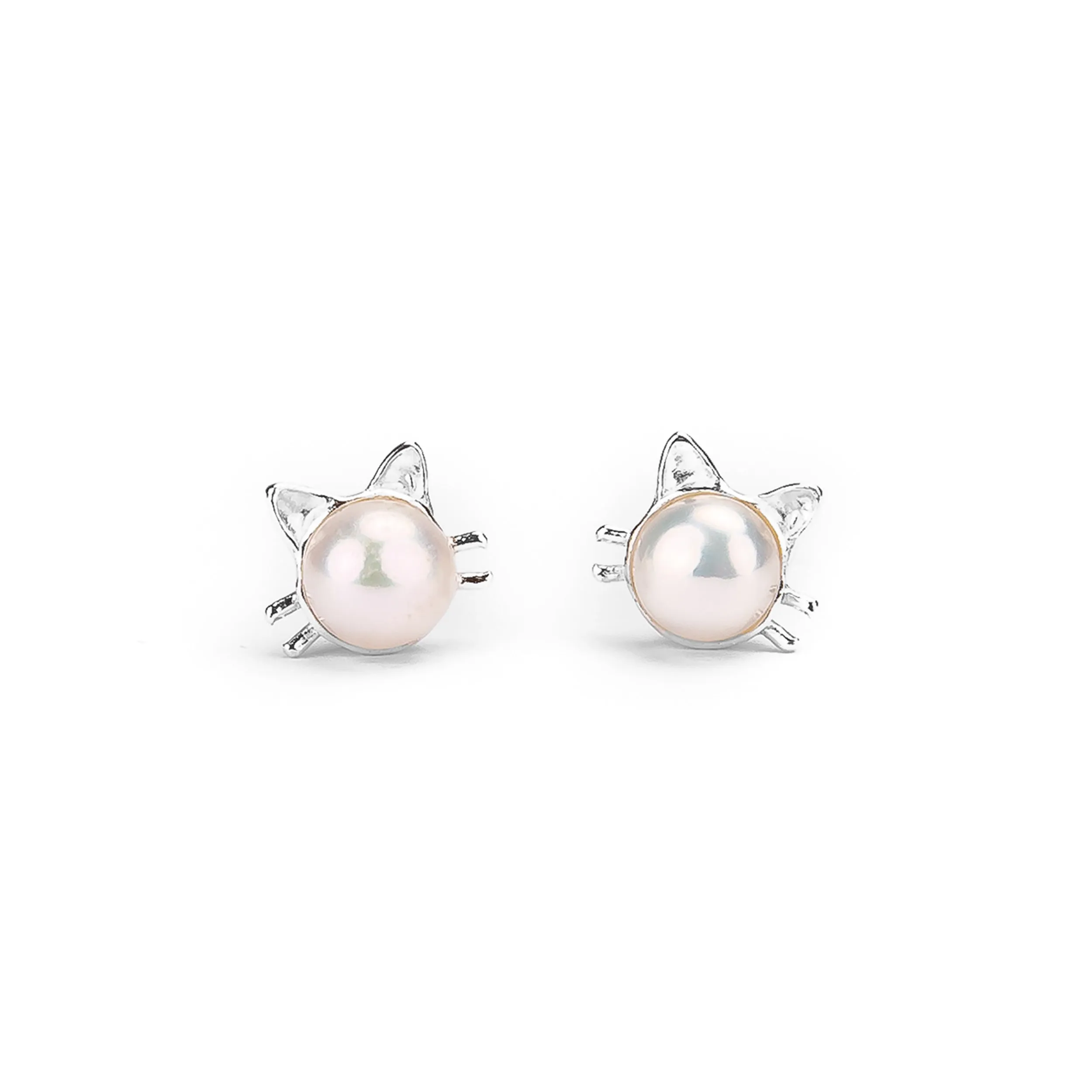 FREE GIFT | Cute Cat Face Stud Earrings in Silver and Black Pearl sold by Henryka product image thumbnail 4