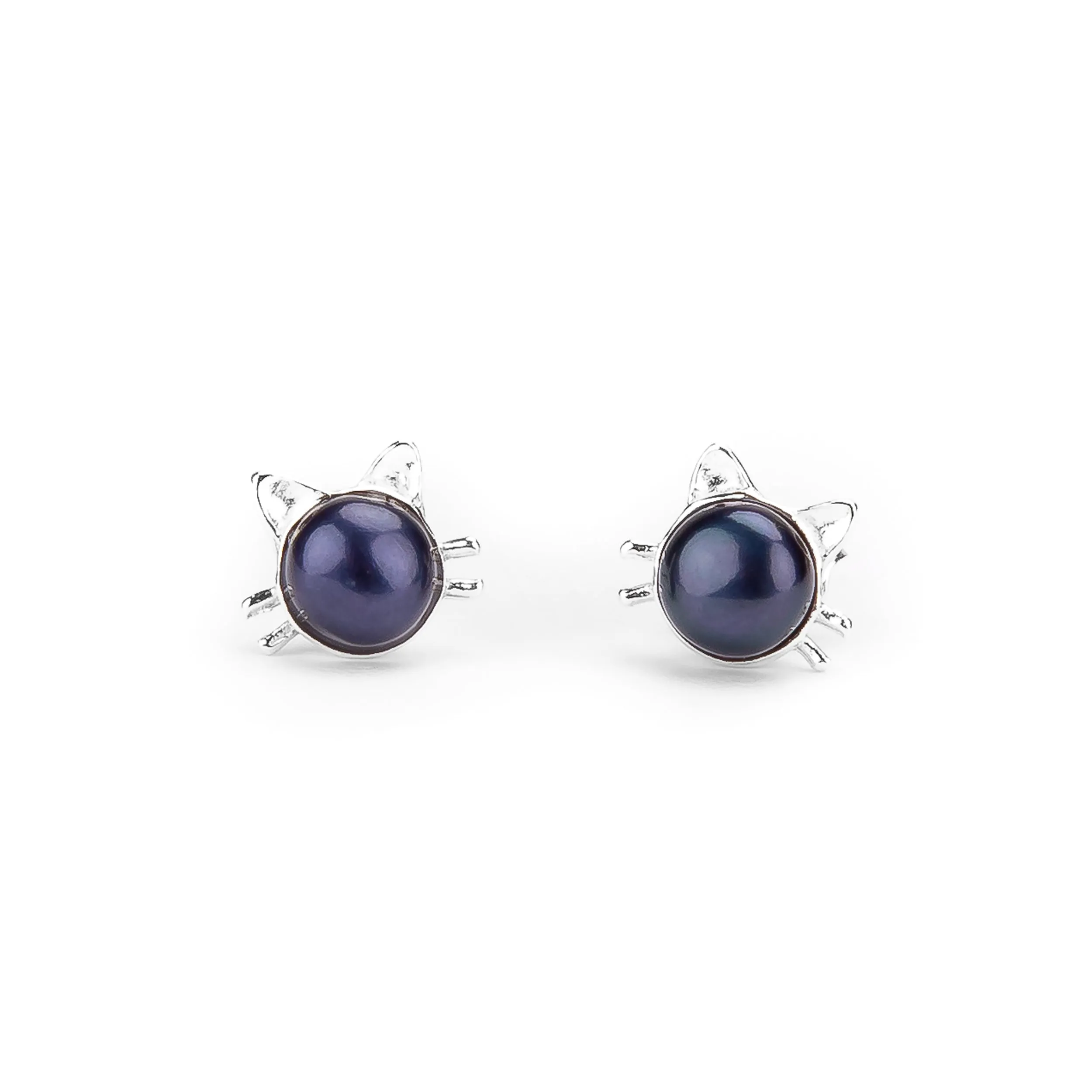FREE GIFT | Cute Cat Face Stud Earrings in Silver and Black Pearl sold by Henryka product image thumbnail 3