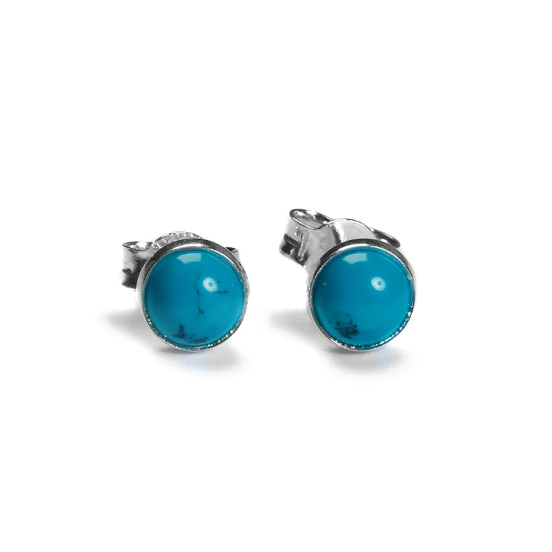 Circle Stud Earrings in Silver and Turquoise sold by Henryka