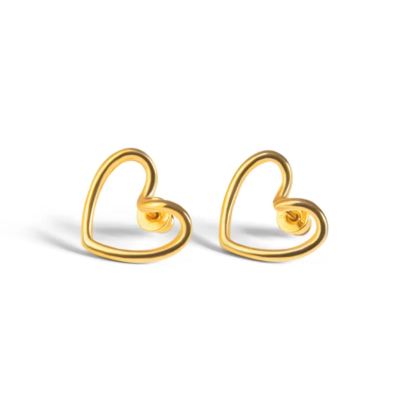 Open Heart Earrings in Sterling Silver with 24ct Gold sold by Henryka
