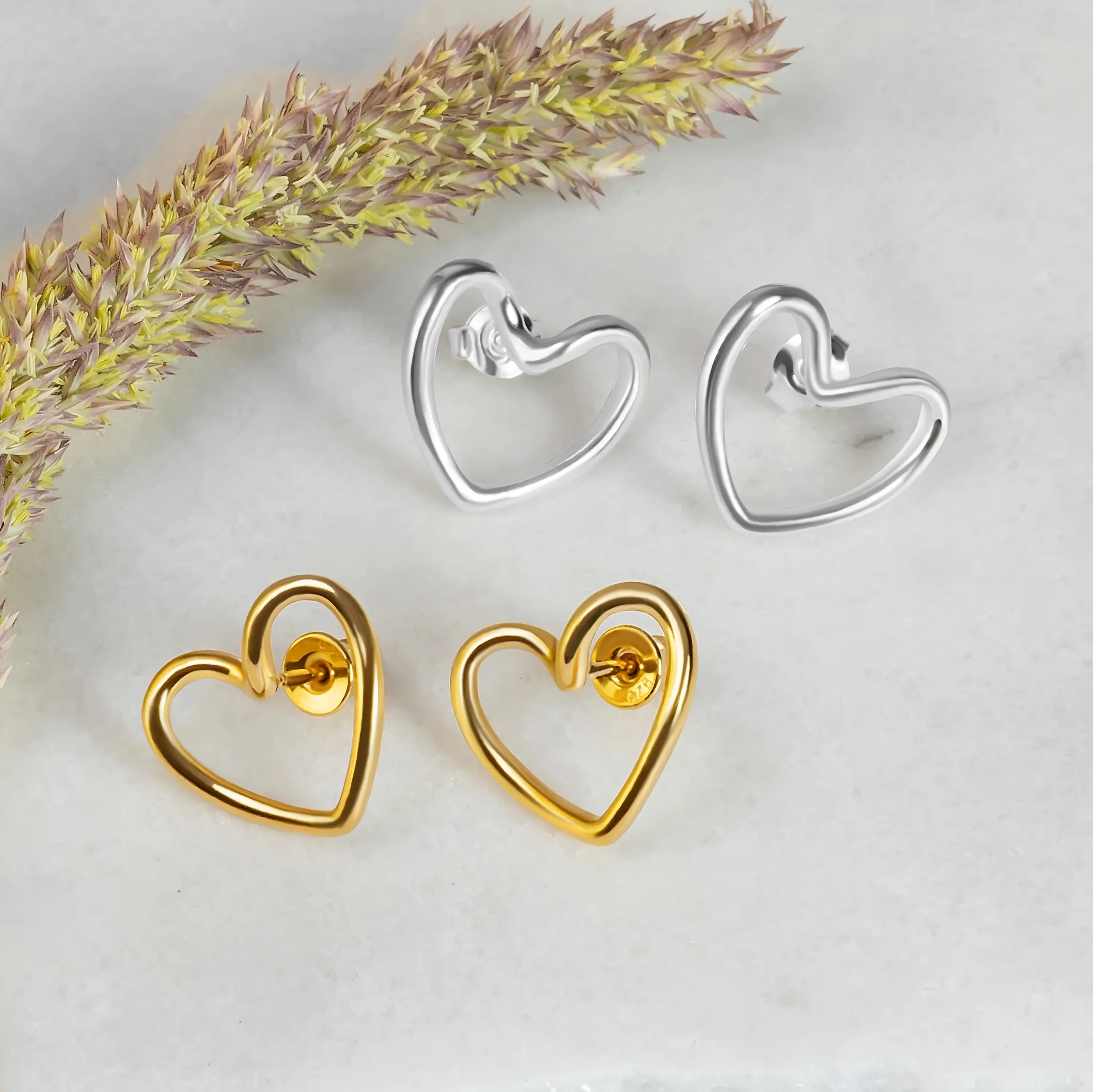 Open Heart Earrings in Sterling Silver sold by Henryka product image thumbnail 2