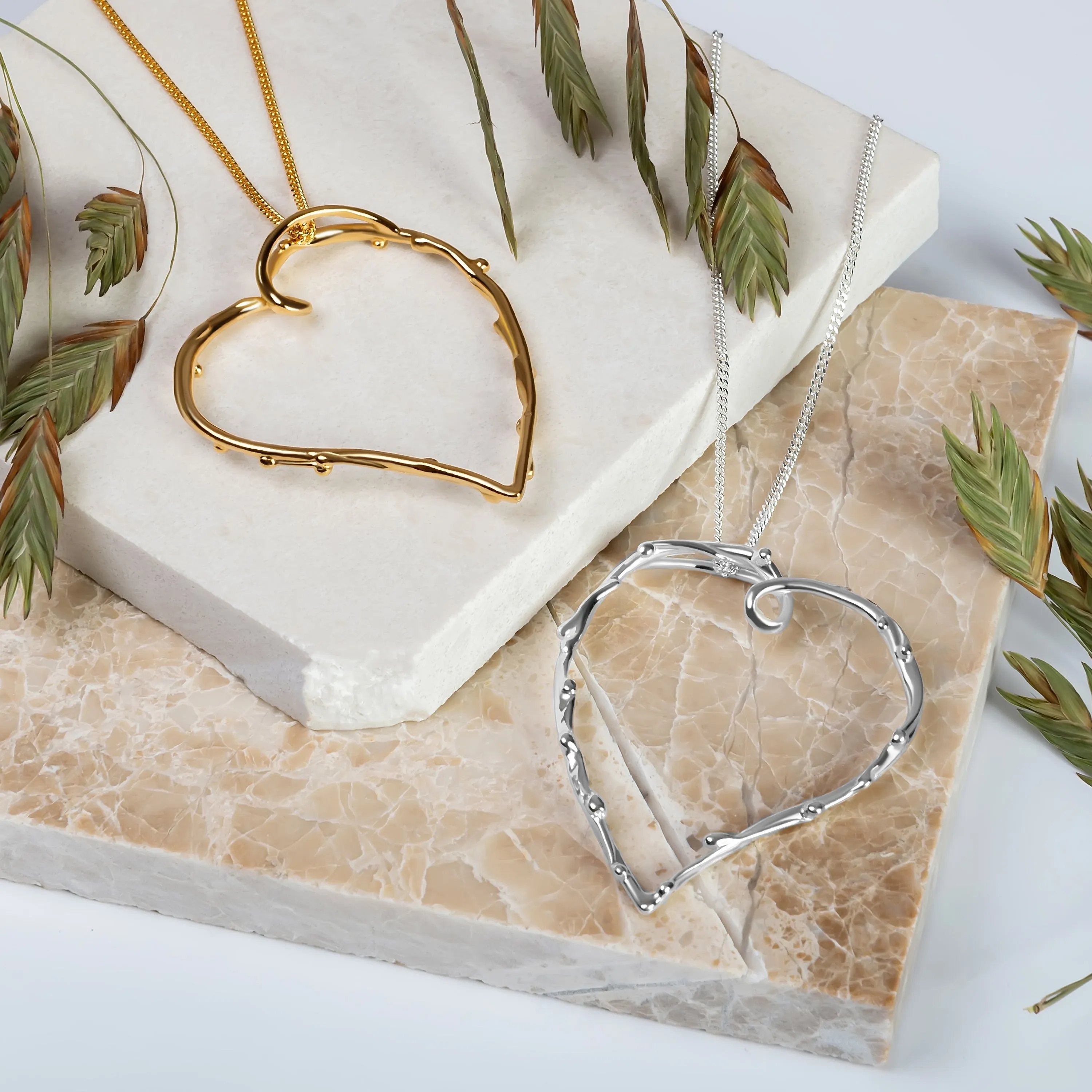 Oversized Open Heart Necklace in Sterling Silver with 24ct Gold sold by Henryka product image thumbnail 2