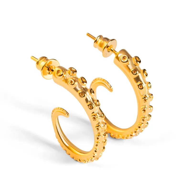 Octopus Tentacle Earrings in Sterling Silver with 24ct Gold sold by Henryka