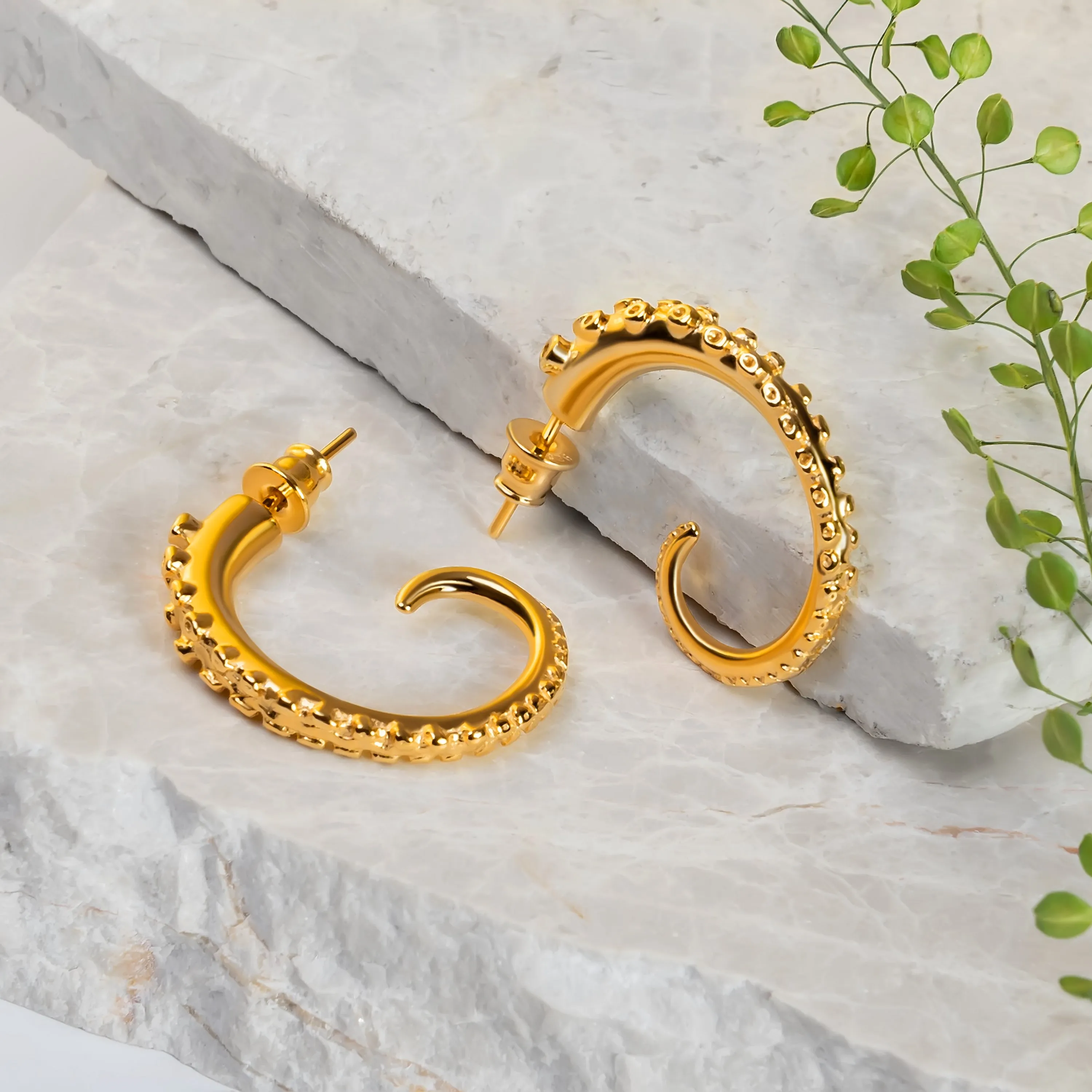 Octopus Tentacle Earrings in Sterling Silver with 24ct Gold sold by Henryka product image thumbnail 2