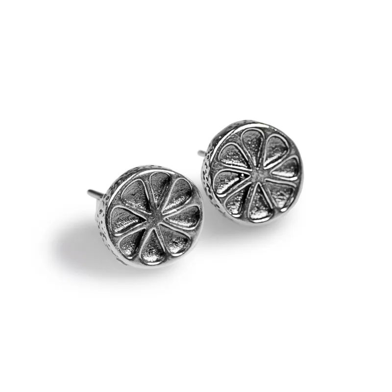 Lemon Slice Stud Earrings in Sterling Silver sold by Henryka