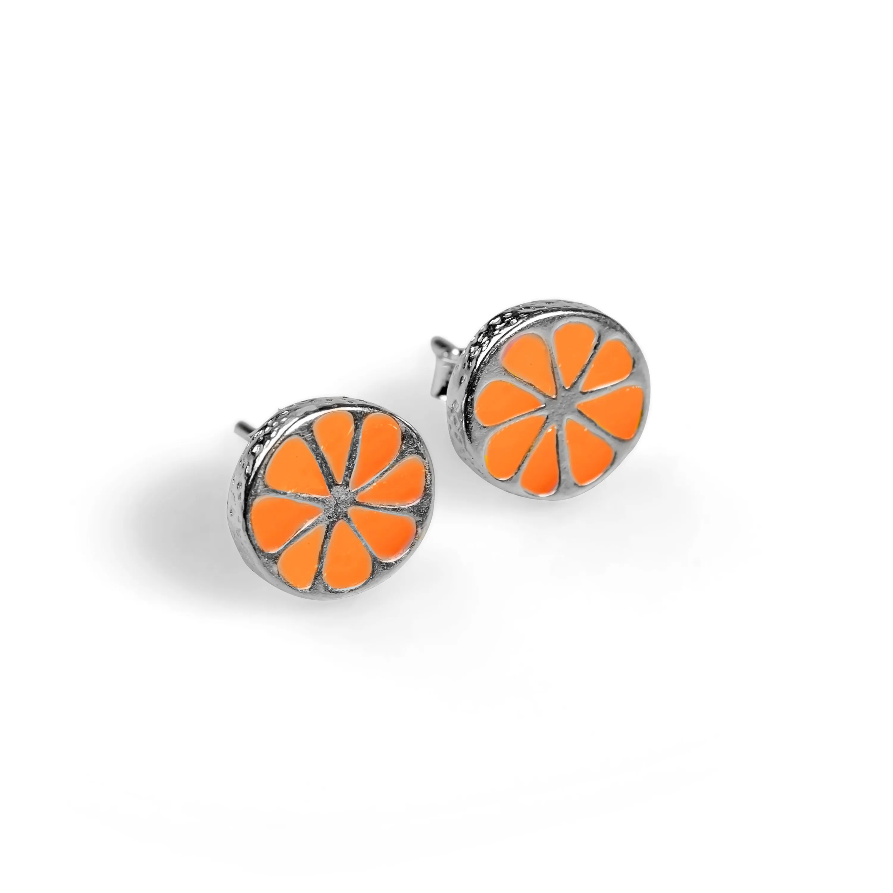 Handpainted Orange Slice Stud Earrings sold by Henryka