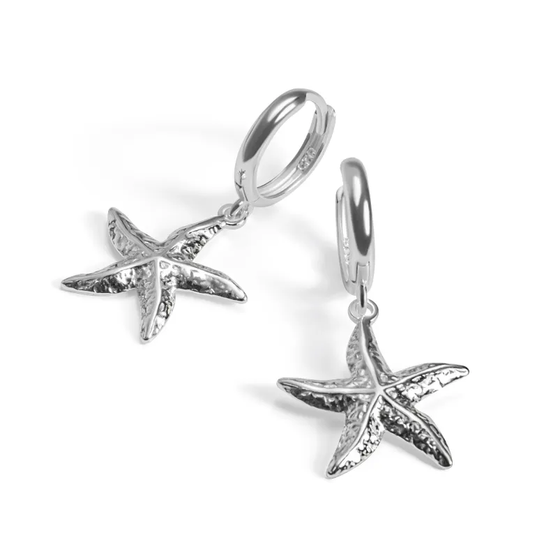 Starfish Hoop Earrings in Sterling Silver sold by Henryka