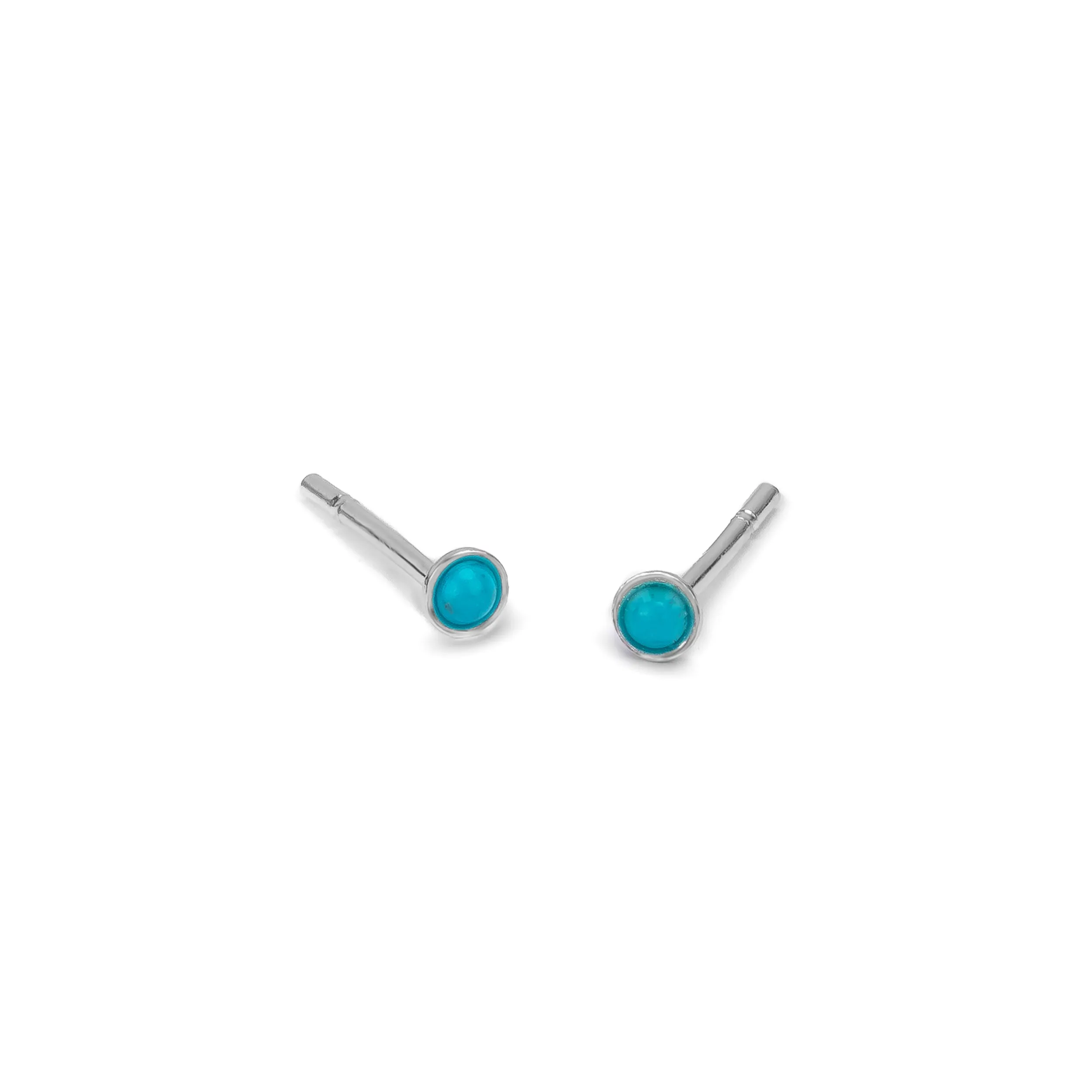 Teeny Tiny Round Stud Earrings in Silver and Turquoise sold by Henryka