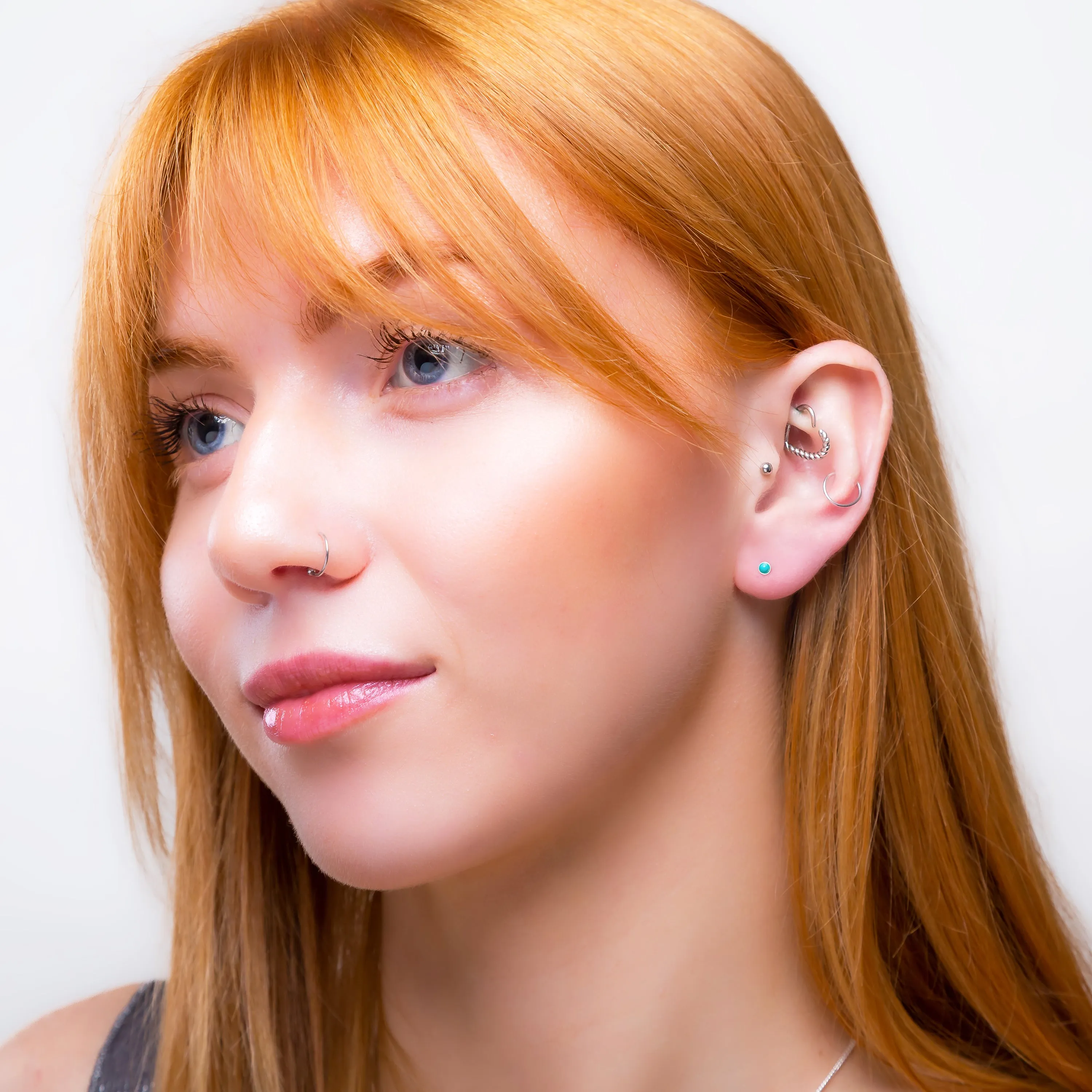 Teeny Tiny Round Stud Earrings in Silver and Turquoise sold by Henryka product image thumbnail 3