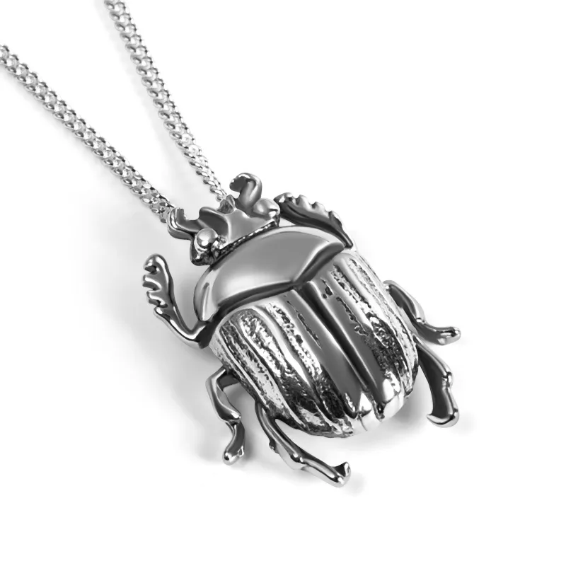 Egyptian Scarab Beetle Necklace in Sterling Silver (Small) sold by Henryka