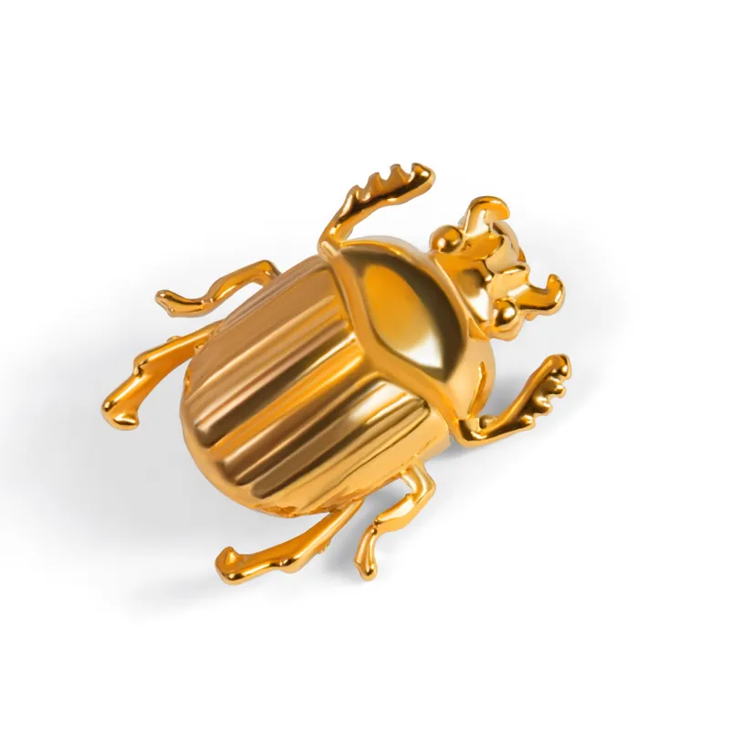 Egyptian Scarab Beetle Brooch in Sterling Silver with 24ct Gold sold by Henryka