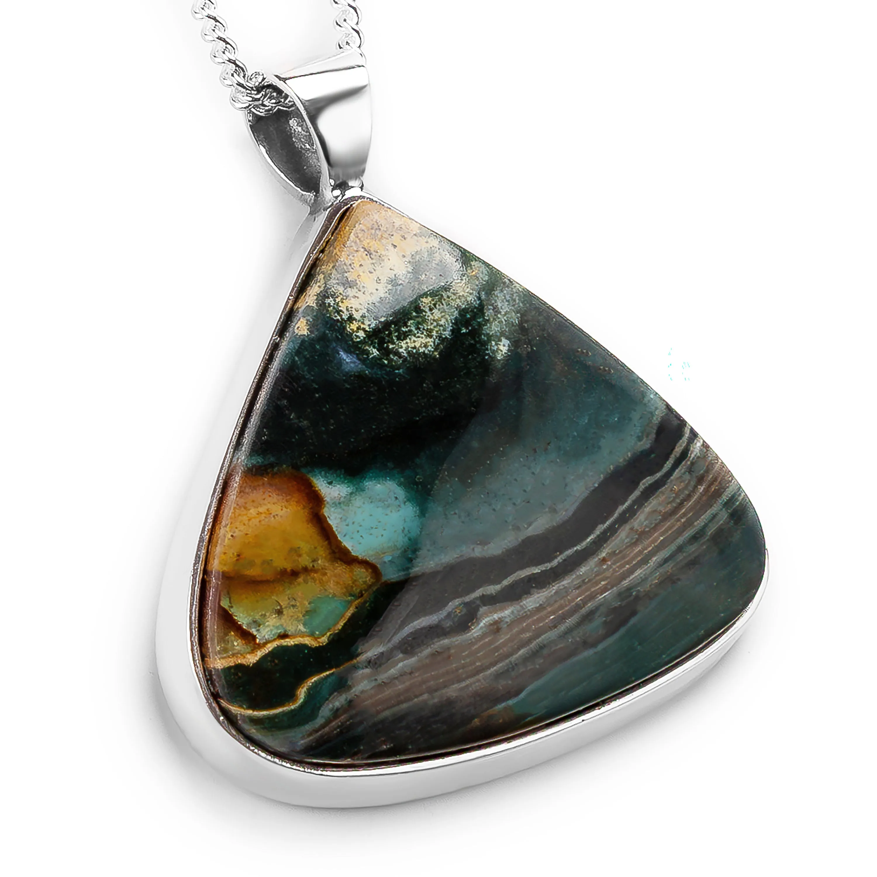 'Midnight Tides' Opalized Petrified Wood Necklace - Natural Designer Gemstone sold by Henryka
