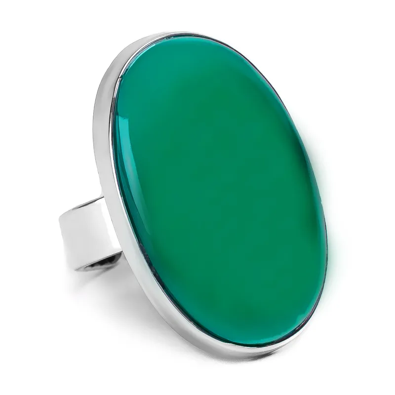 Green Onyx Statement Ring - Natural Designer Gemstone sold by Henryka
