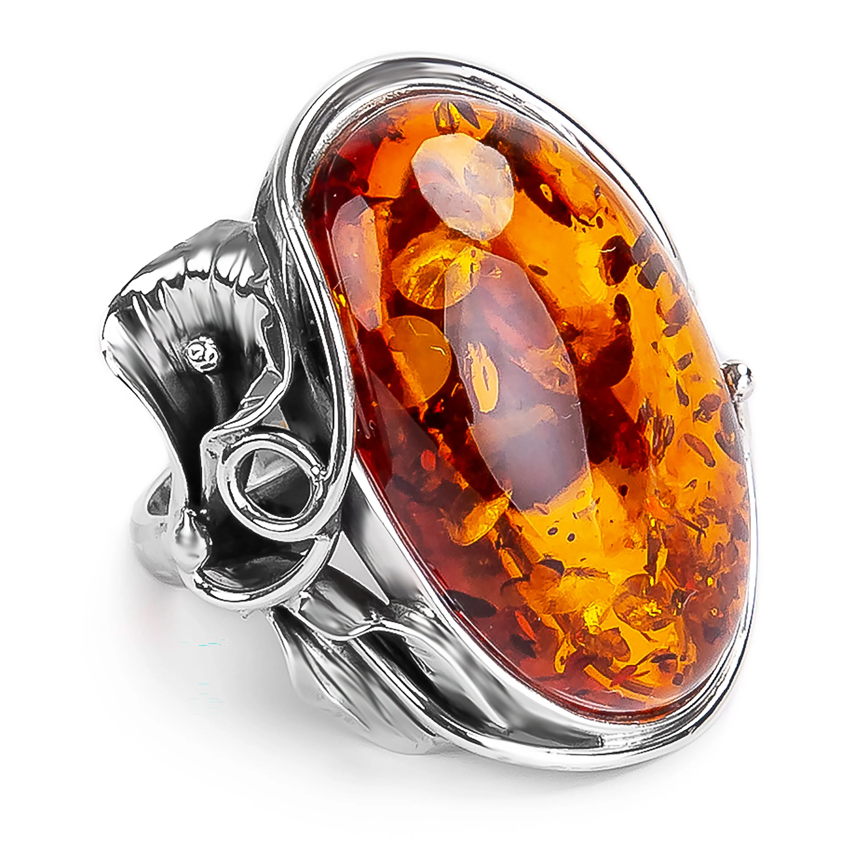 Handmade Baltic Amber and Silver Ring - Natural Designer Gemstone sold by Henryka