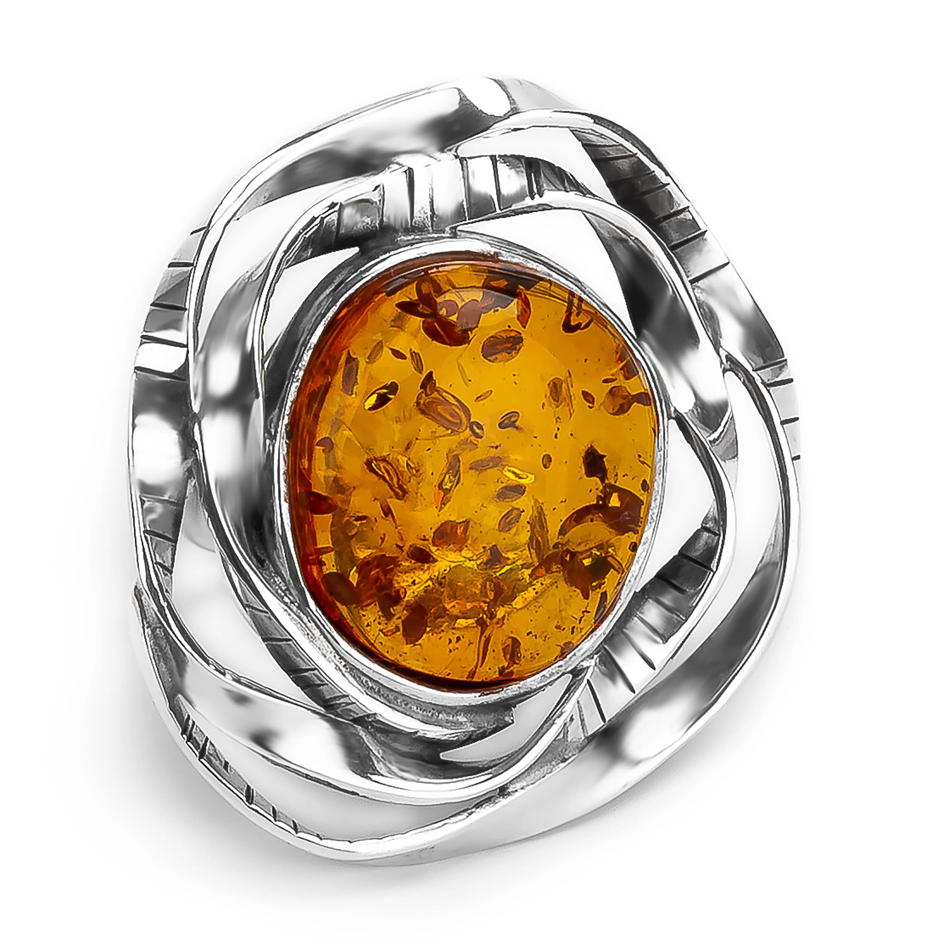 Indulgent & Splendid Handmade Baltic Amber Ring in Silver sold by Henryka