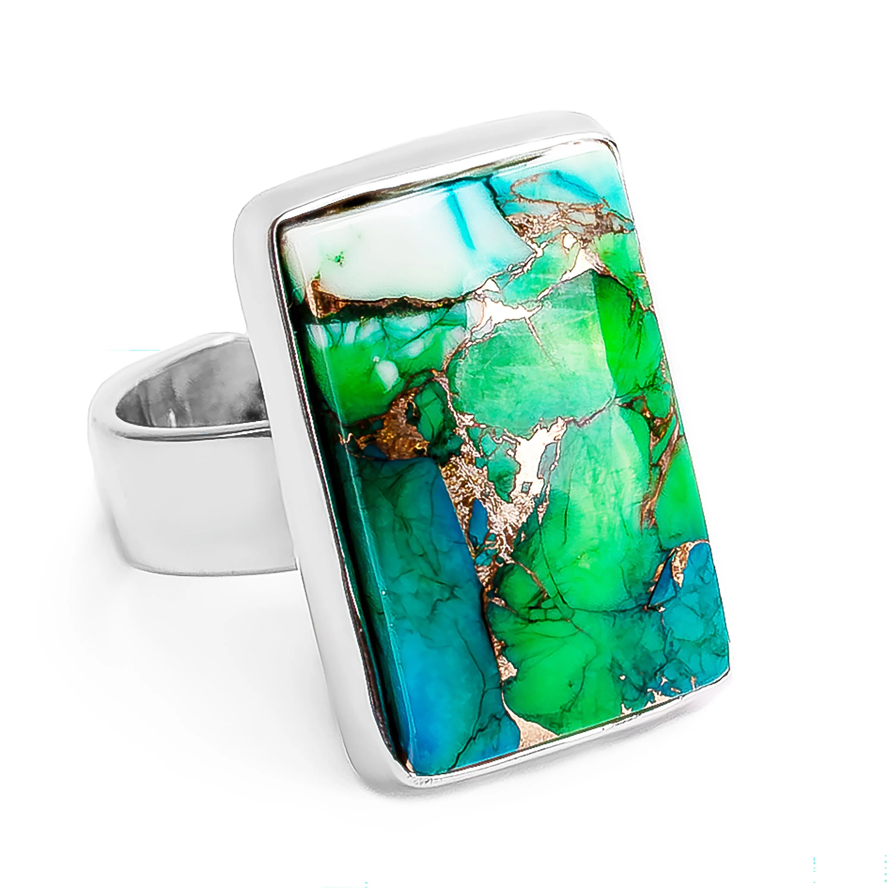Forest Dahlia Mohave Turquoise Statement Ring - Designer Gemstone sold by Henryka